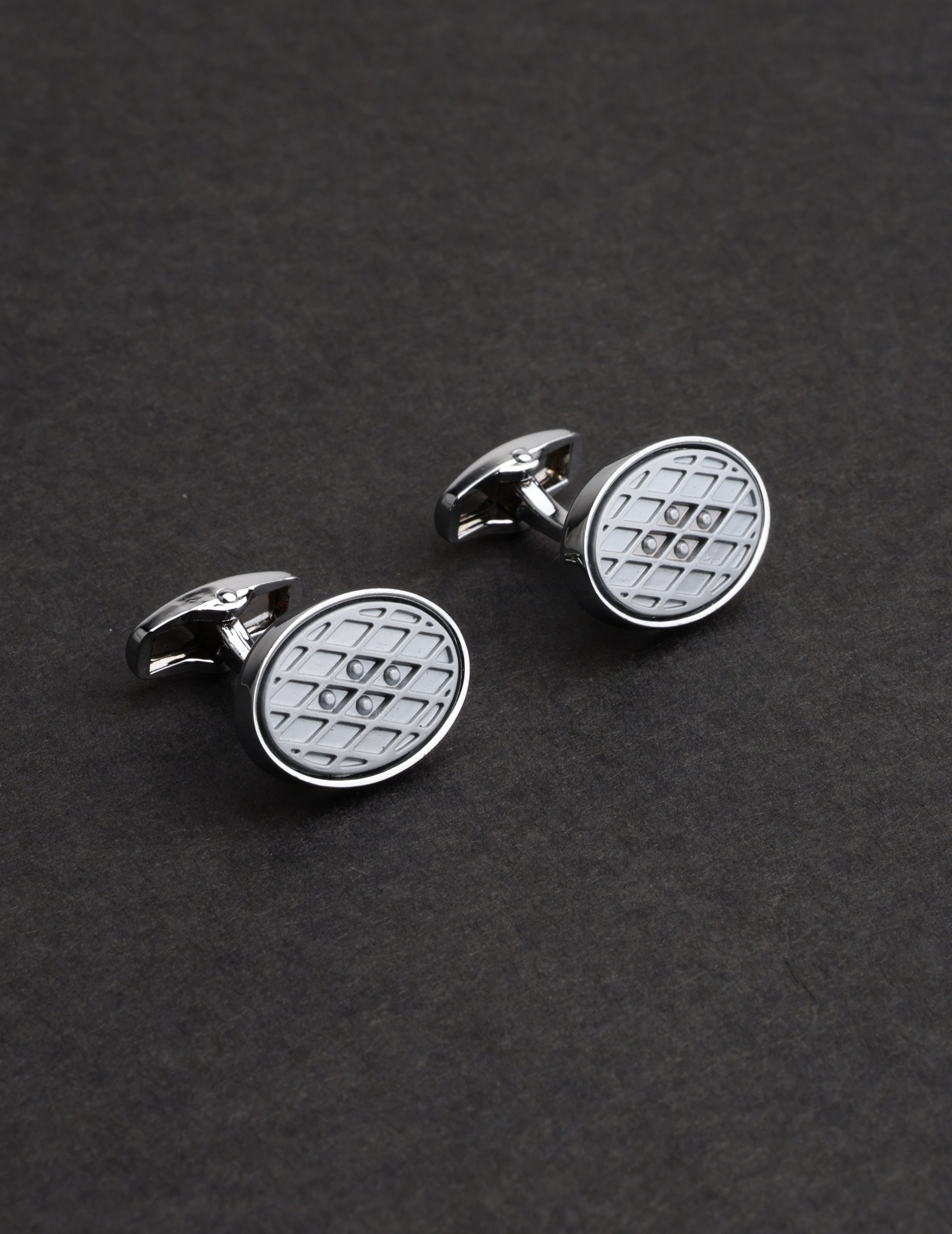 Silver Textured Oval Cufflinks