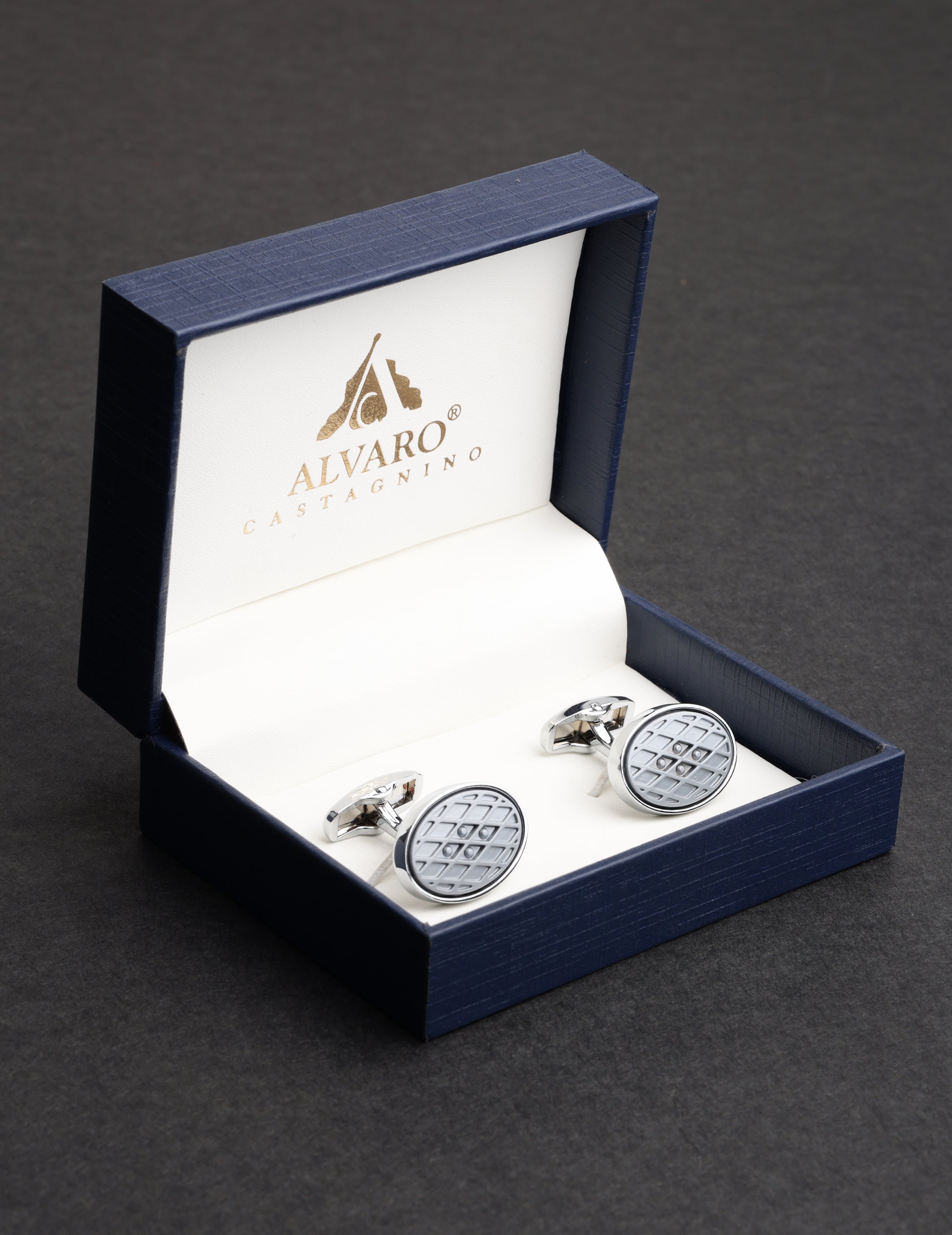 Silver Textured Oval Cufflinks