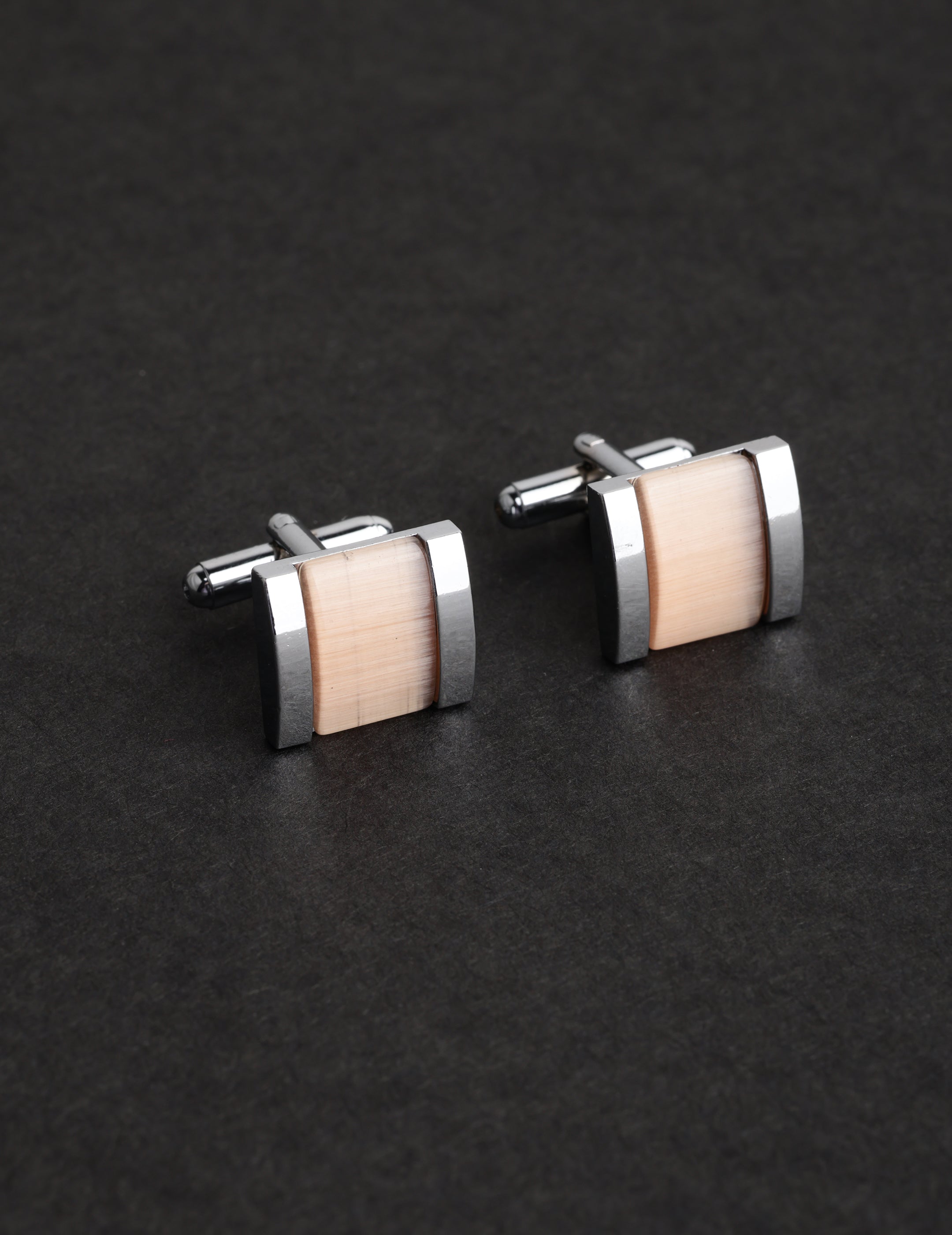 Peach Stone Inlay Square Cufflinks