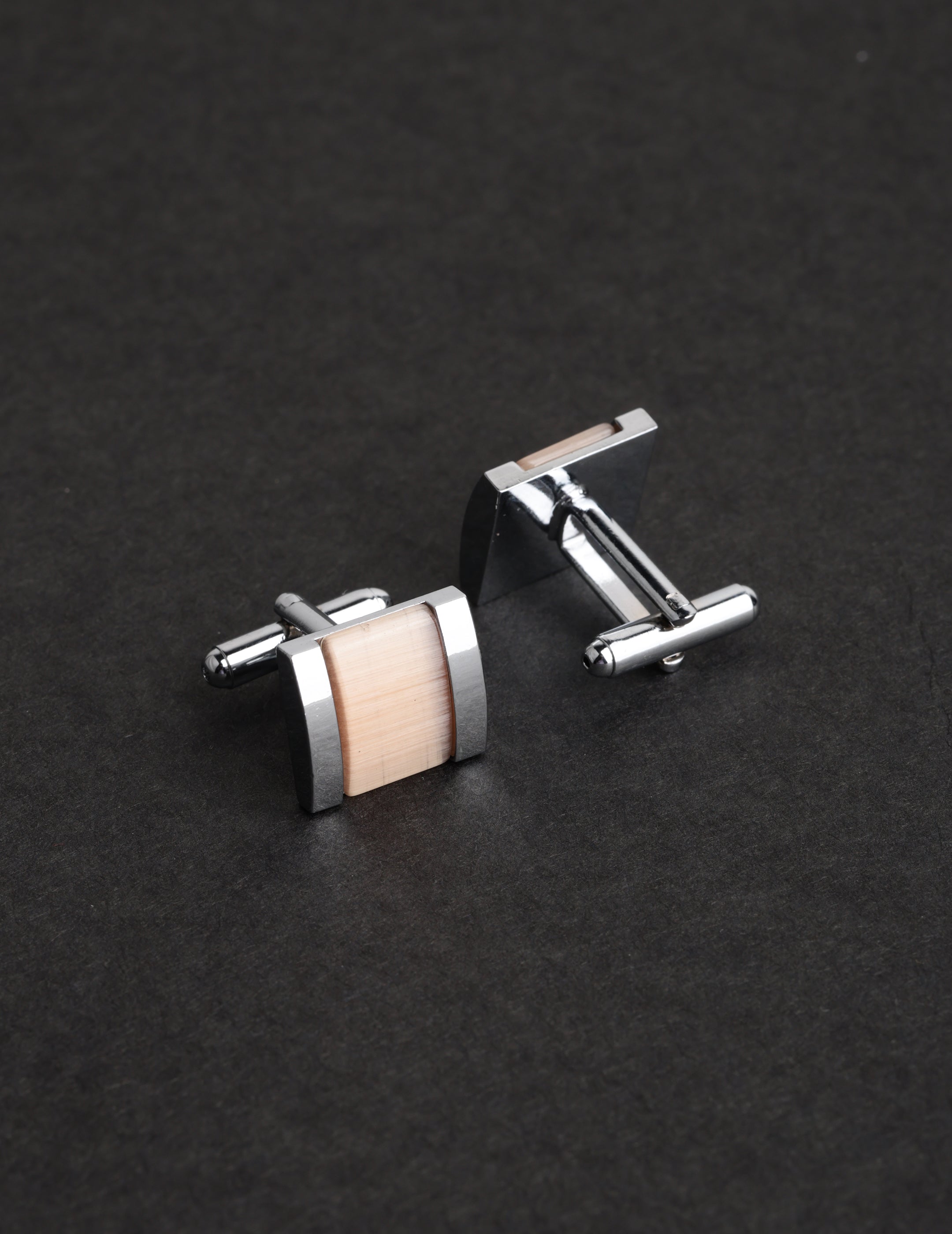 Peach Stone Inlay Square Cufflinks