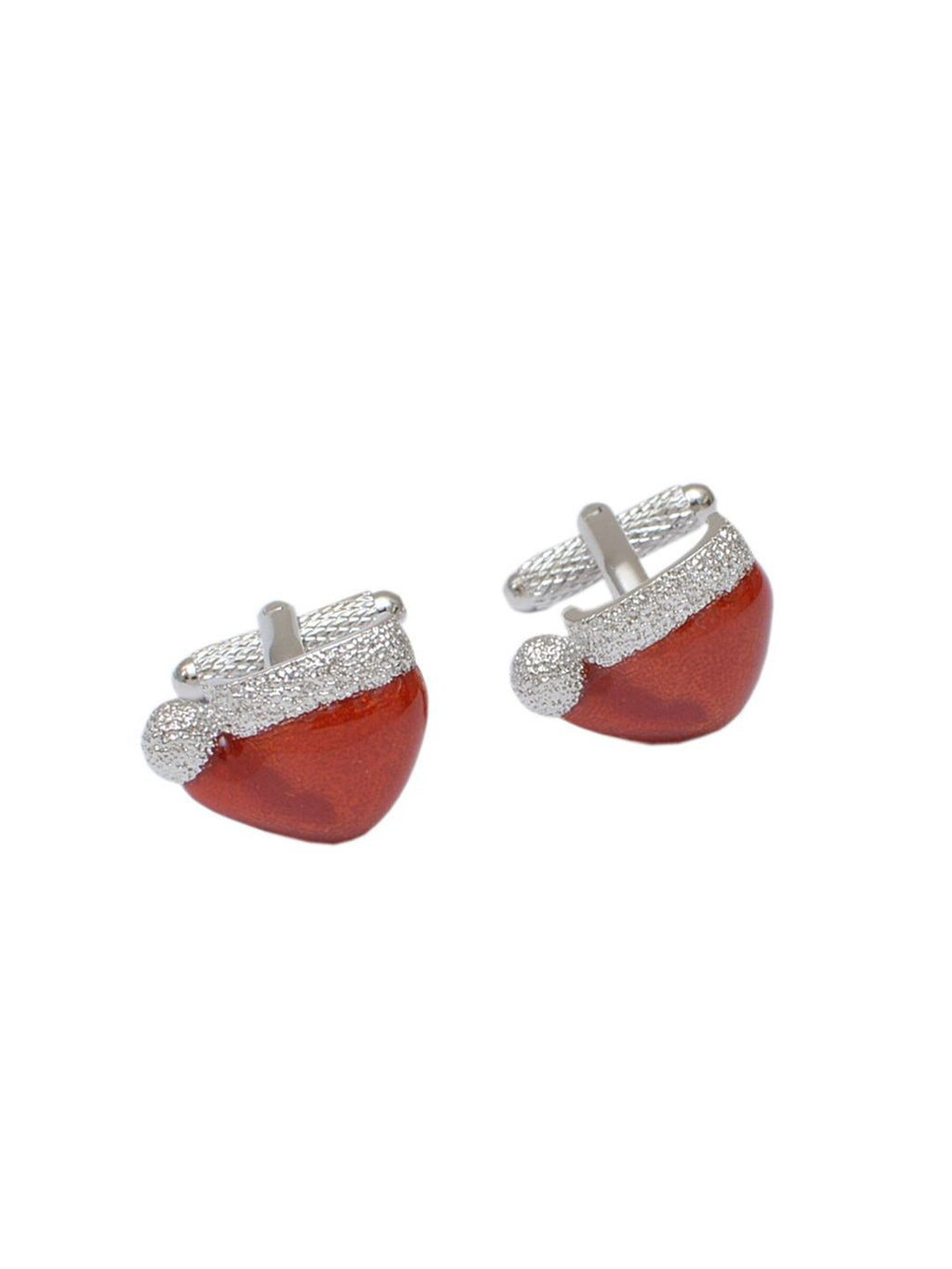 Red & Silver-Toned Symbol Textured Cufflink