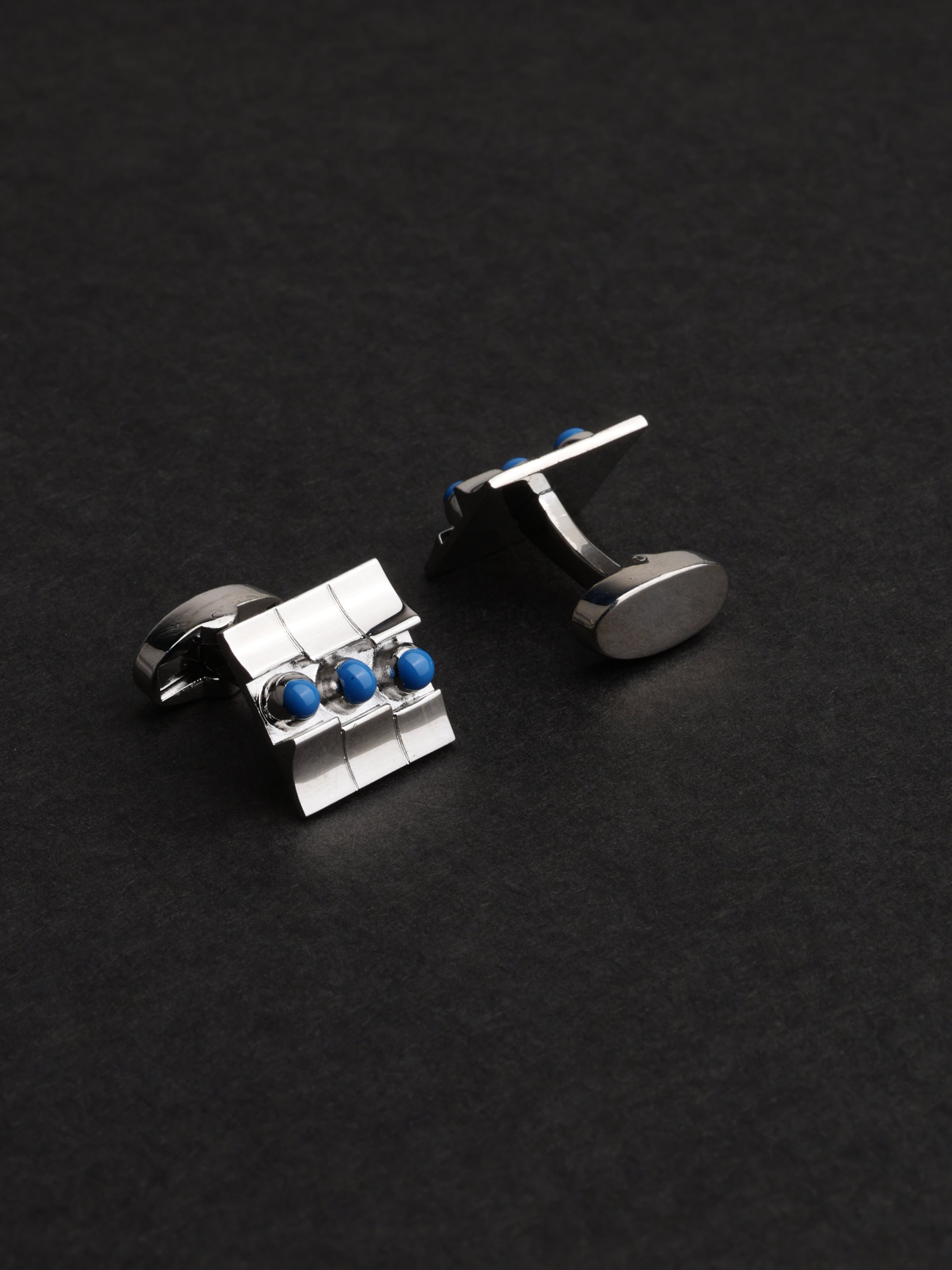 Blue Studded Architectural Cufflinks