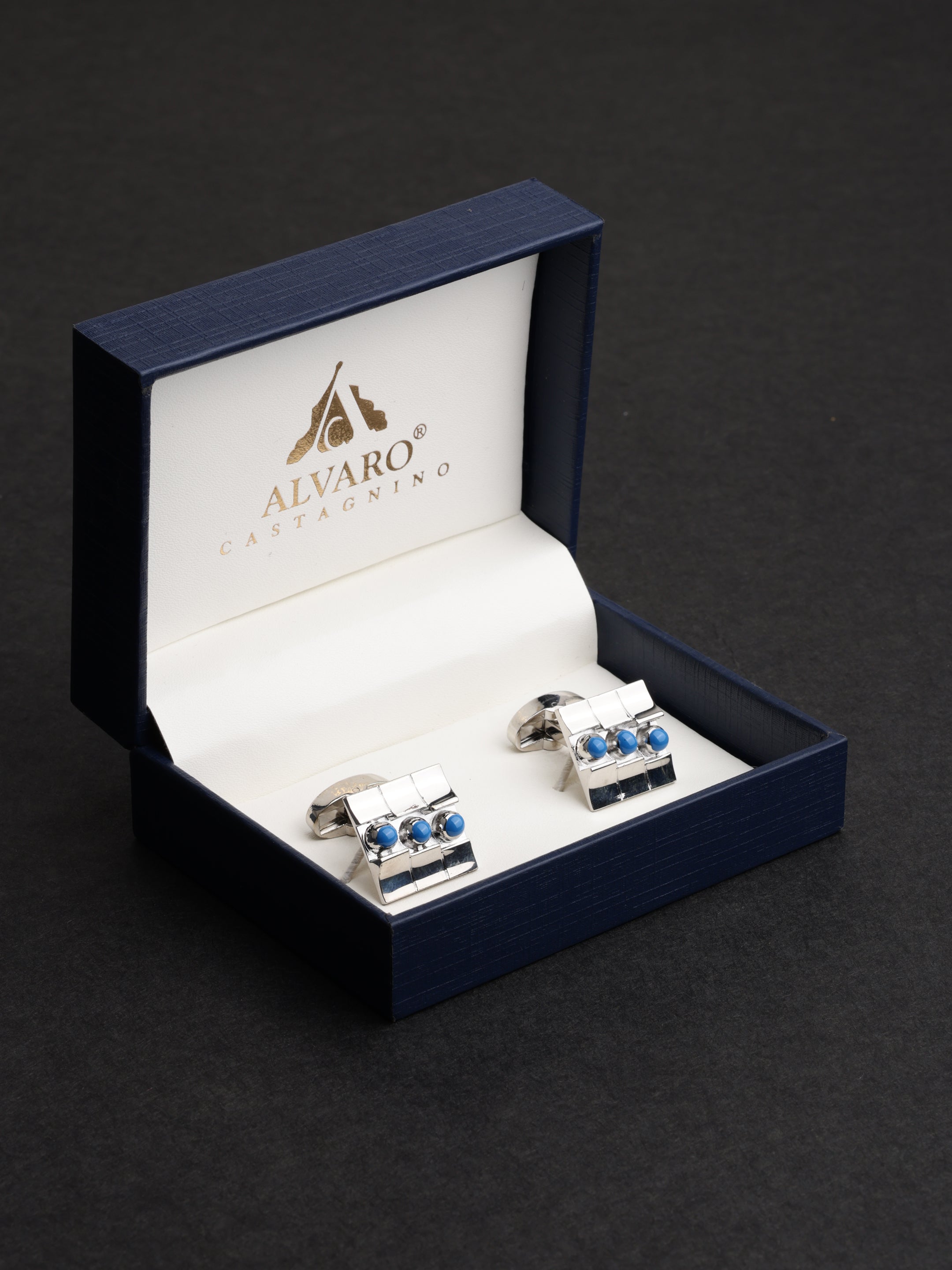 Blue Studded Architectural Cufflinks