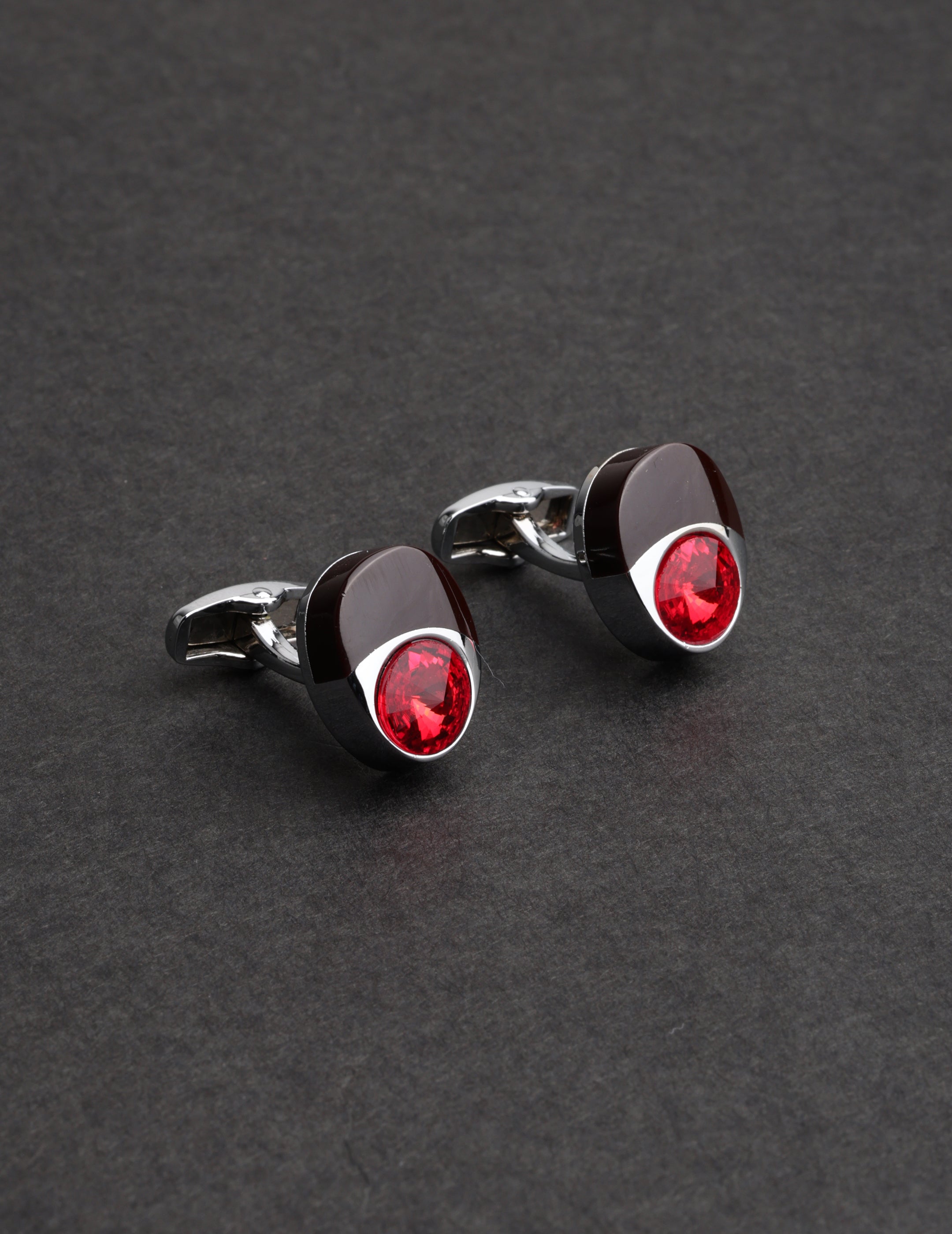 Red Crystal Teardrop Cufflinks