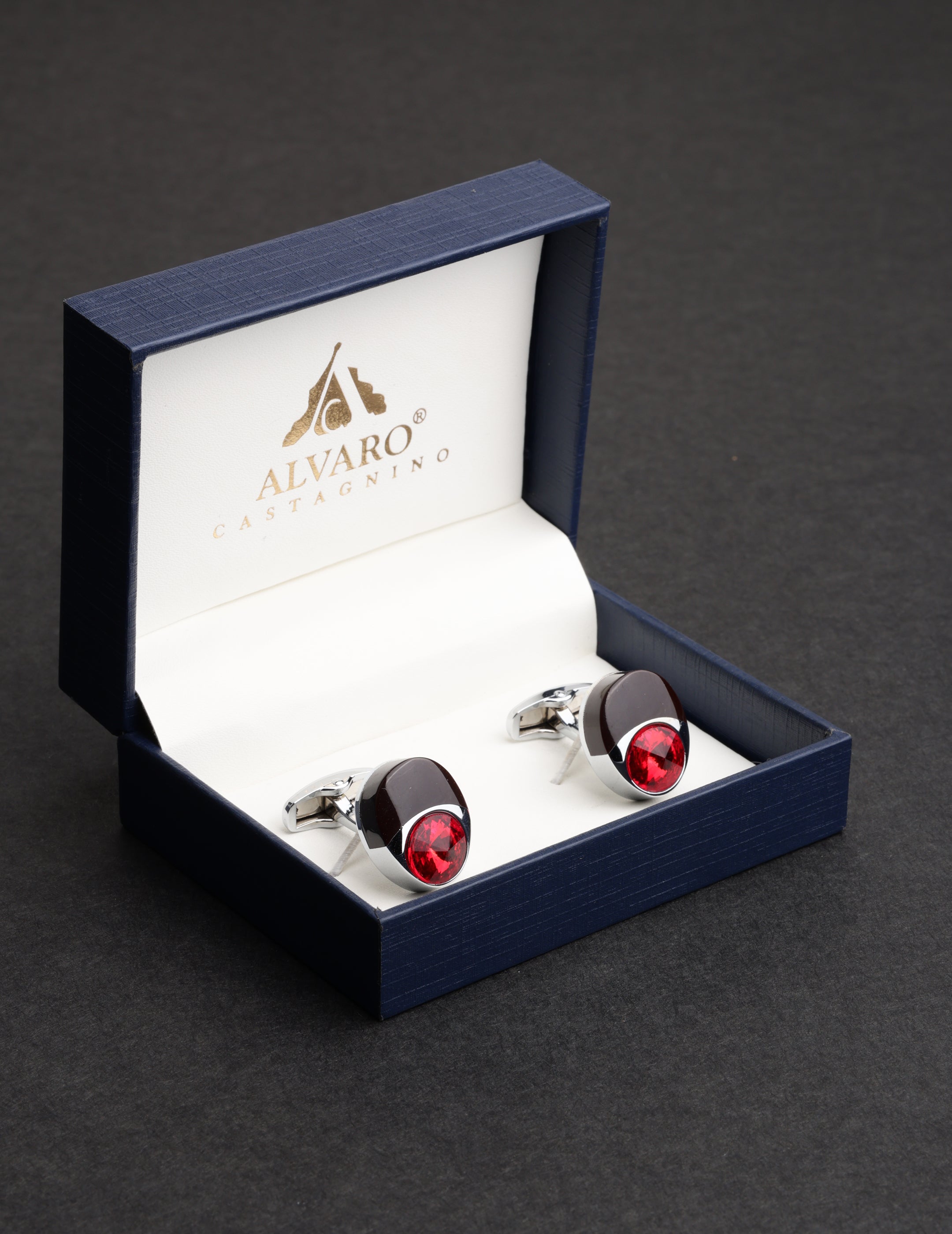 Red Crystal Teardrop Cufflinks