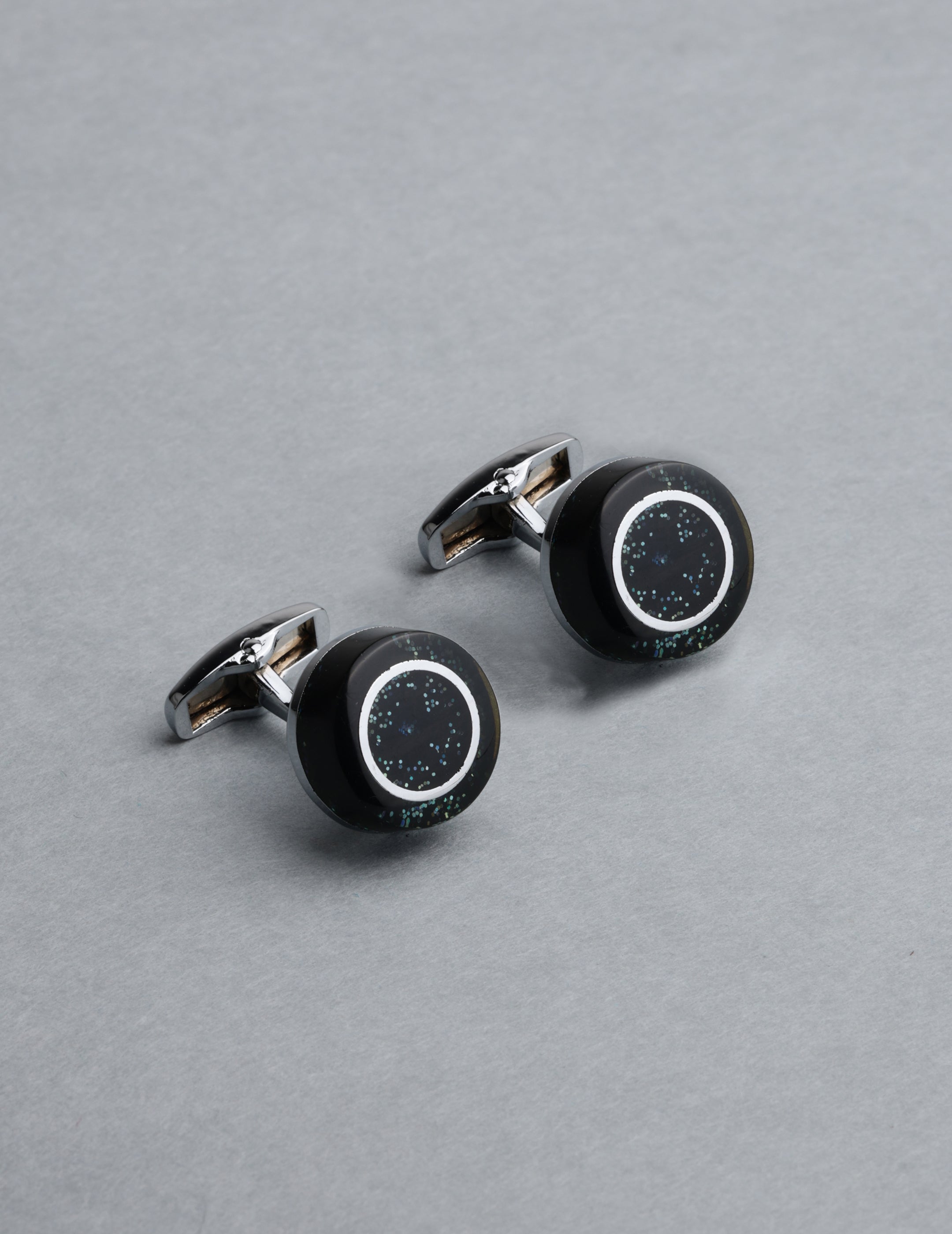 Galaxy Glitter Round Cufflinks