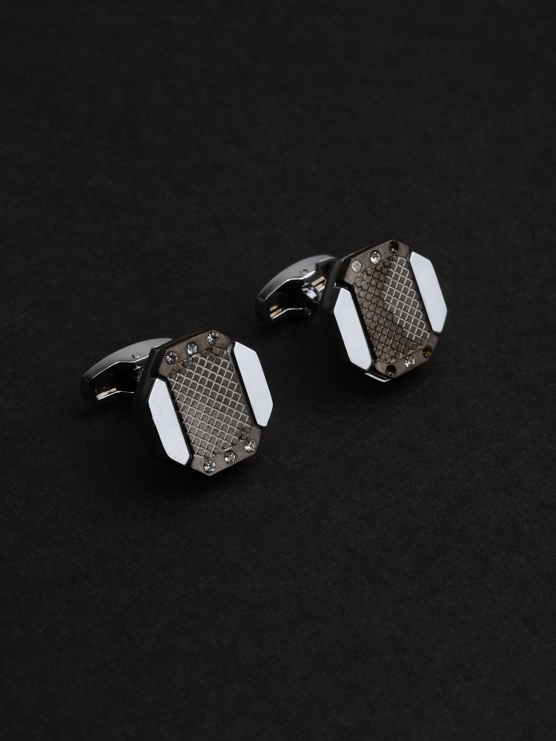 Hexagonal Industrial Crystal Cufflinks