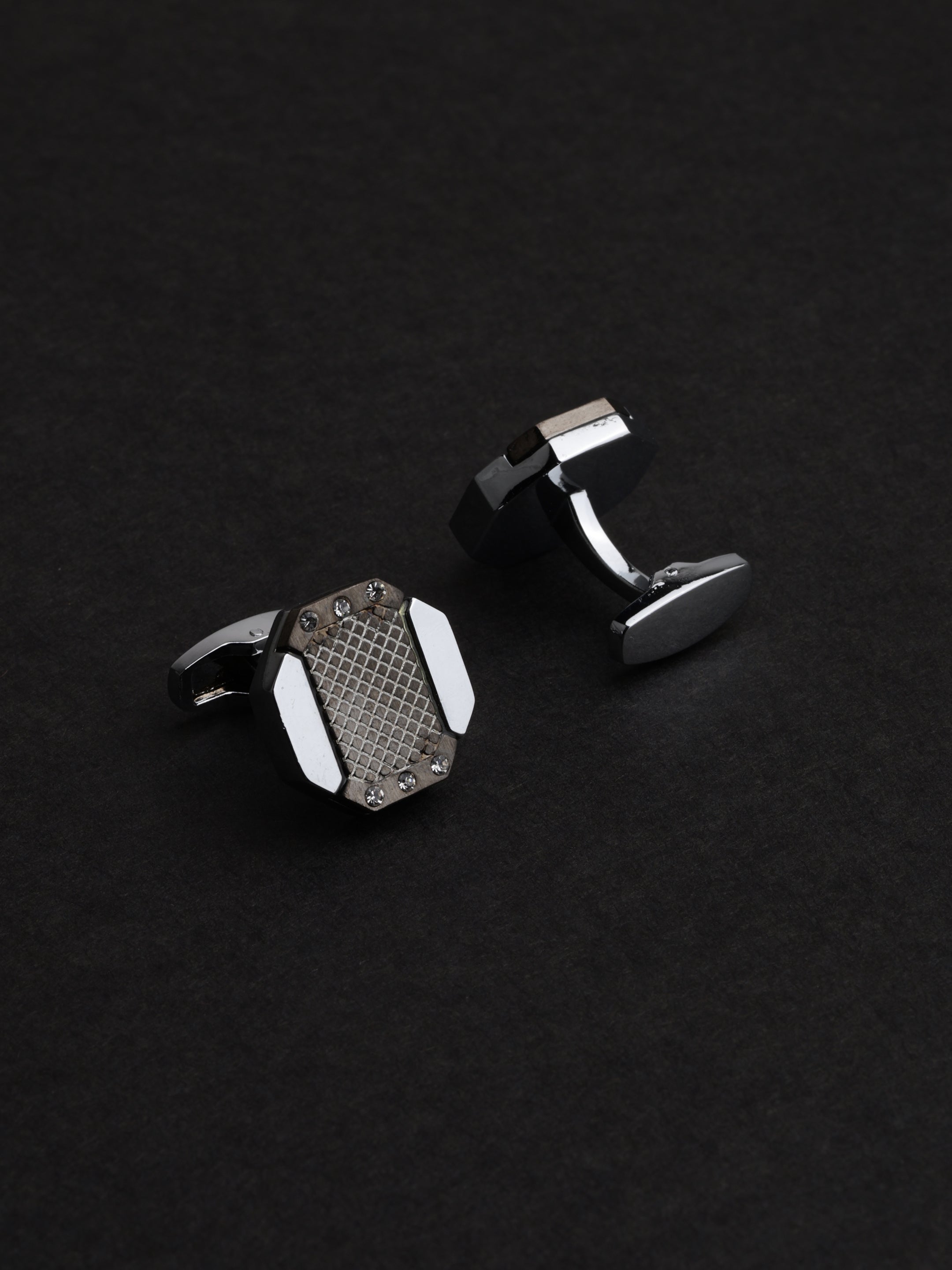 Hexagonal Industrial Crystal Cufflinks