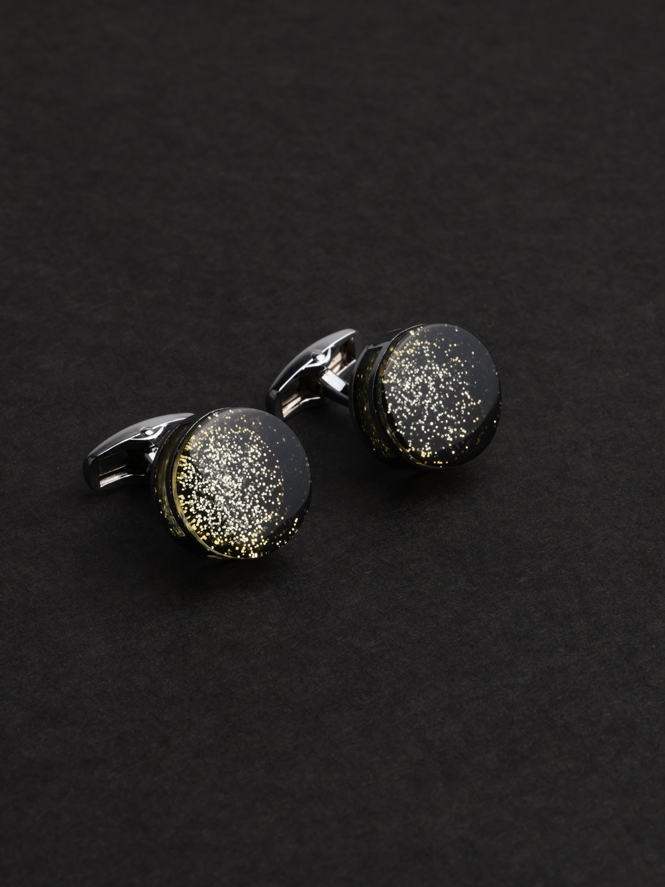 Gold Dust Galaxy Round Cufflinks