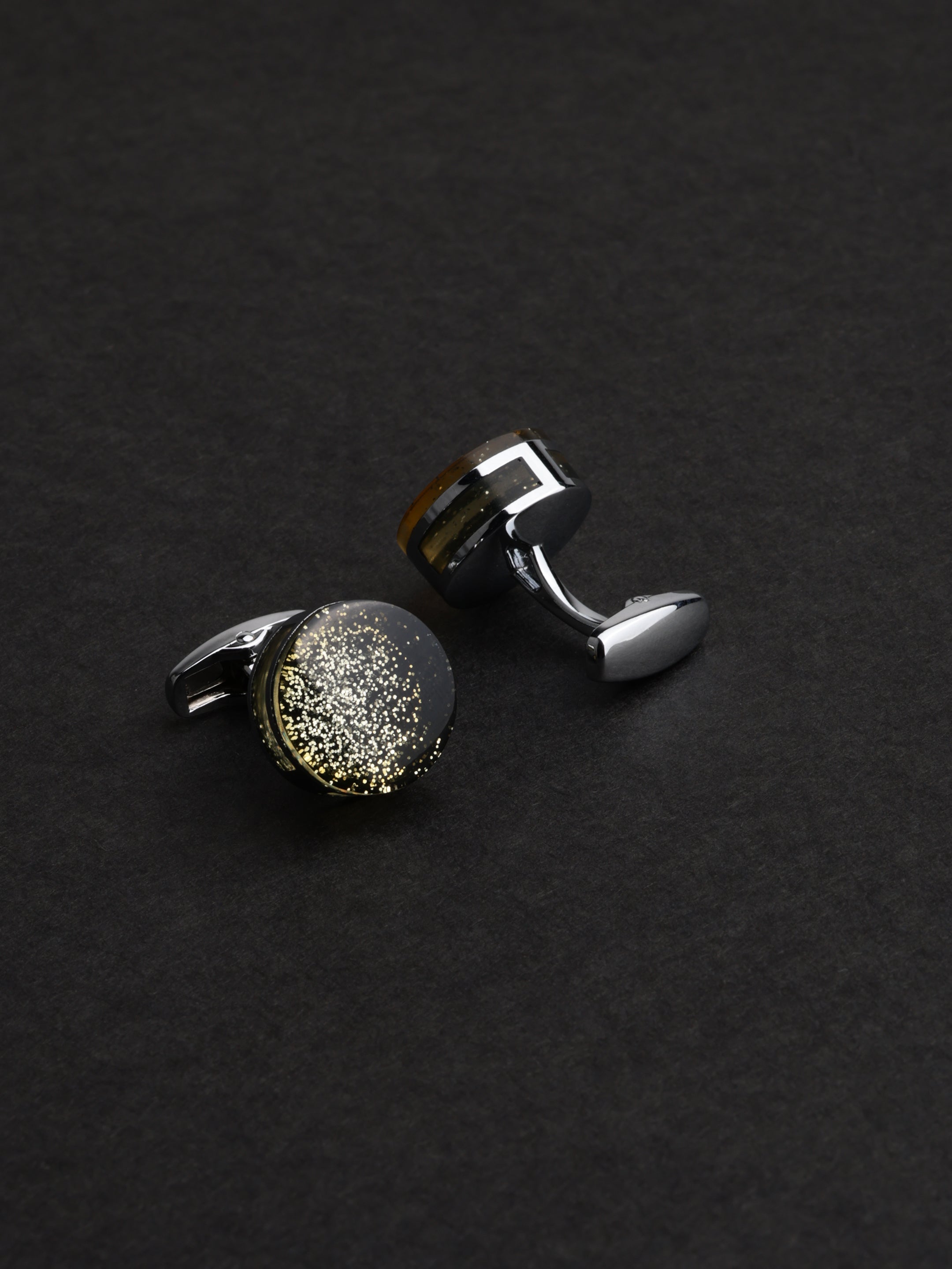 Gold Dust Galaxy Round Cufflinks