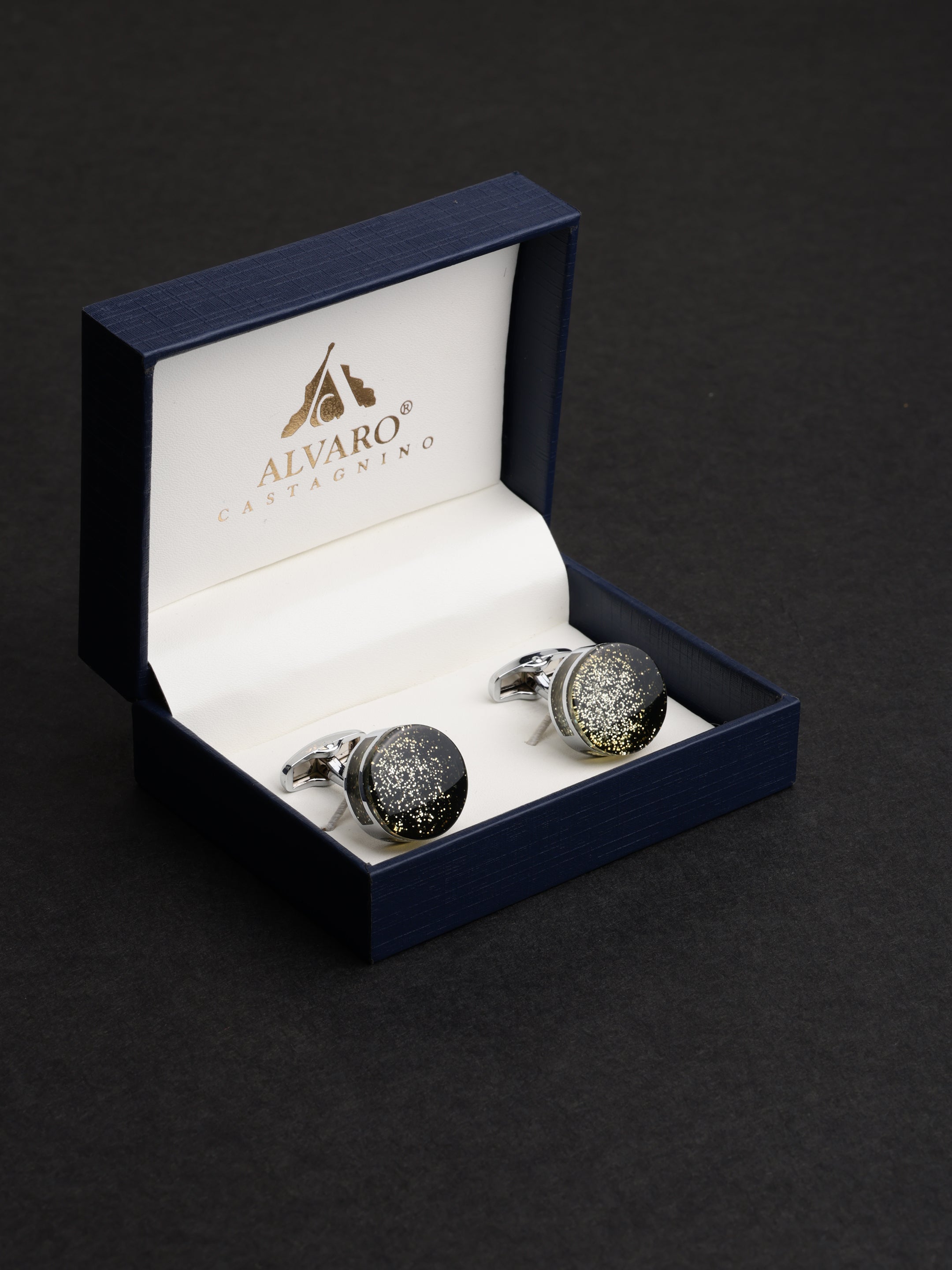 Gold Dust Galaxy Round Cufflinks