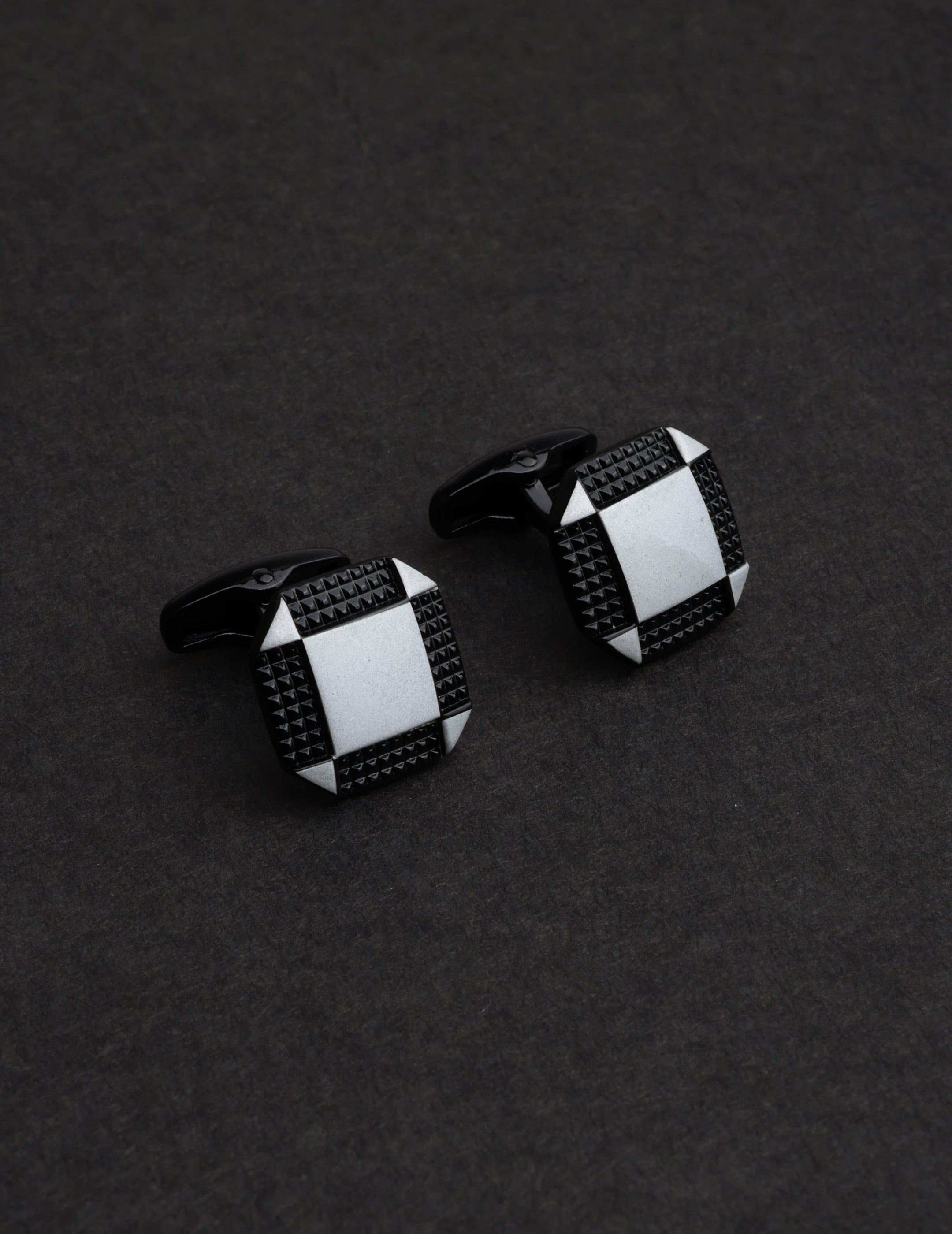 Monochrome Textured Square Cufflinks