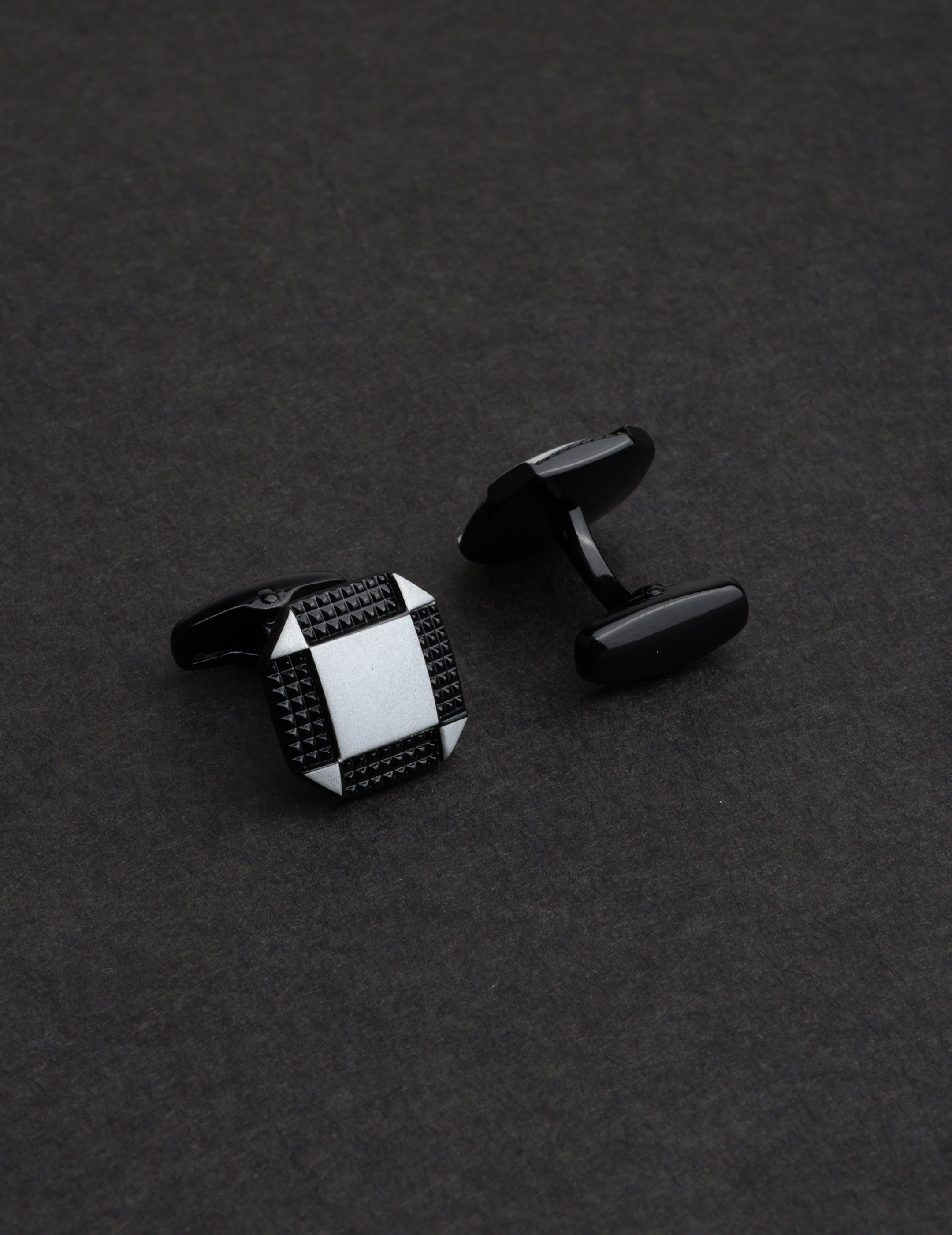 Monochrome Textured Square Cufflinks