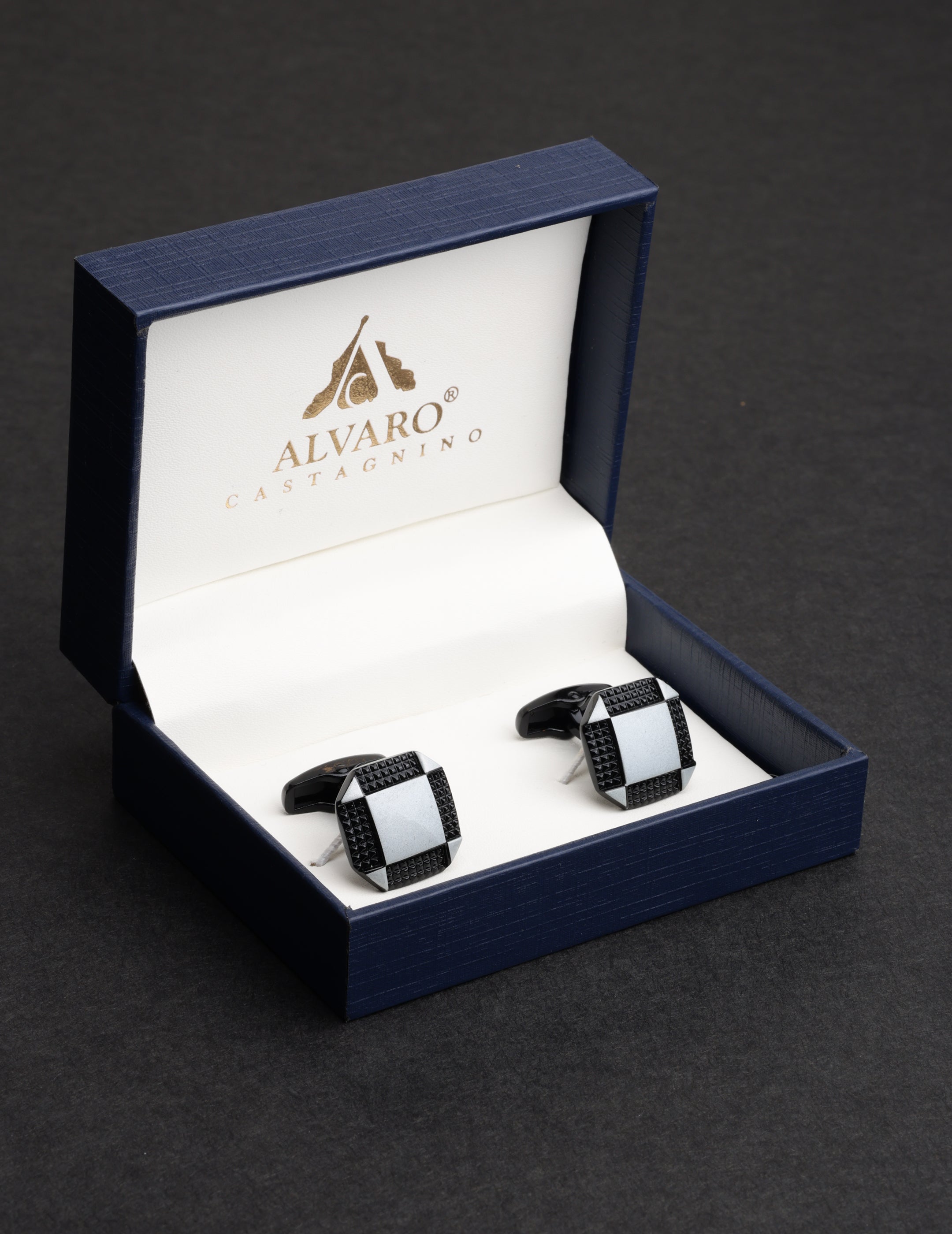 Monochrome Textured Square Cufflinks