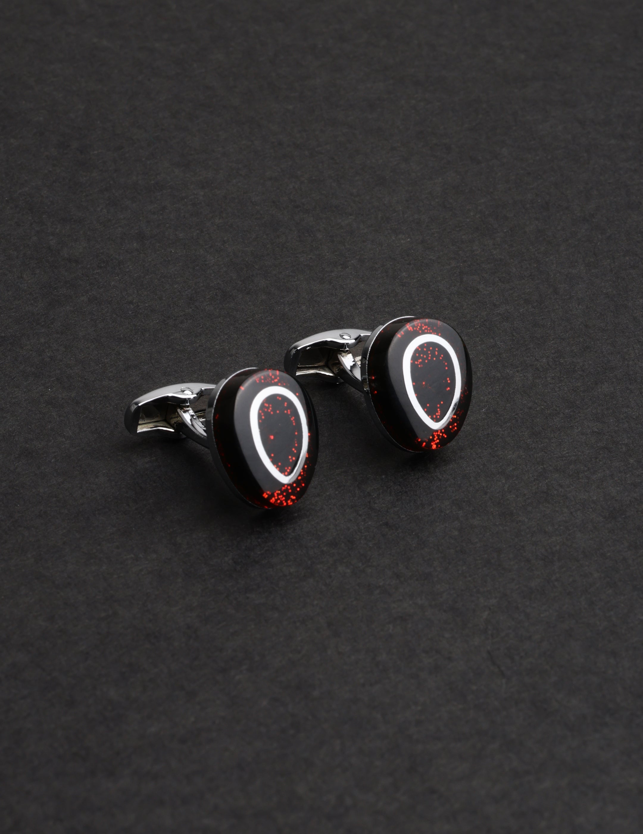 Crimson Galaxy Oval Cufflinks