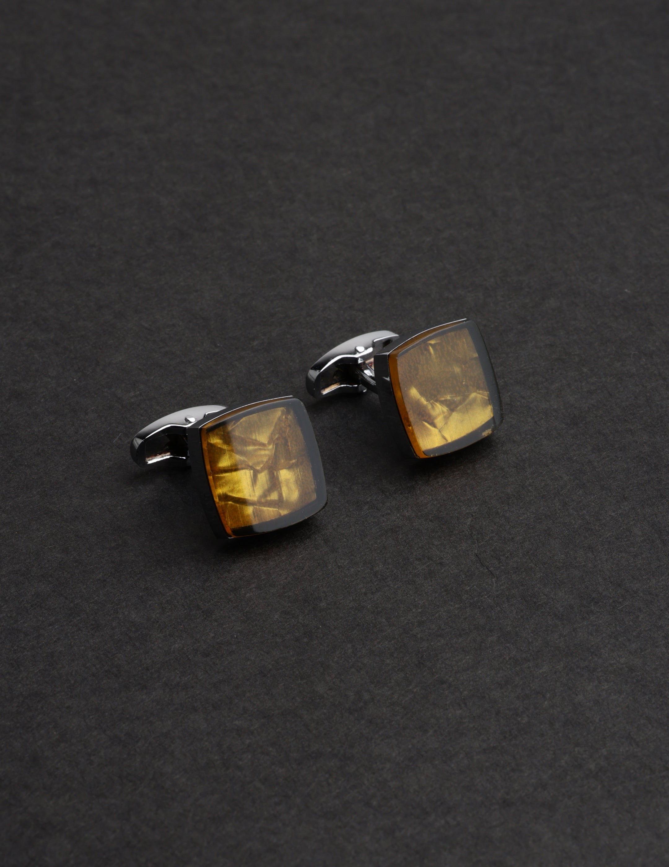 Golden Amber Square Cufflinks