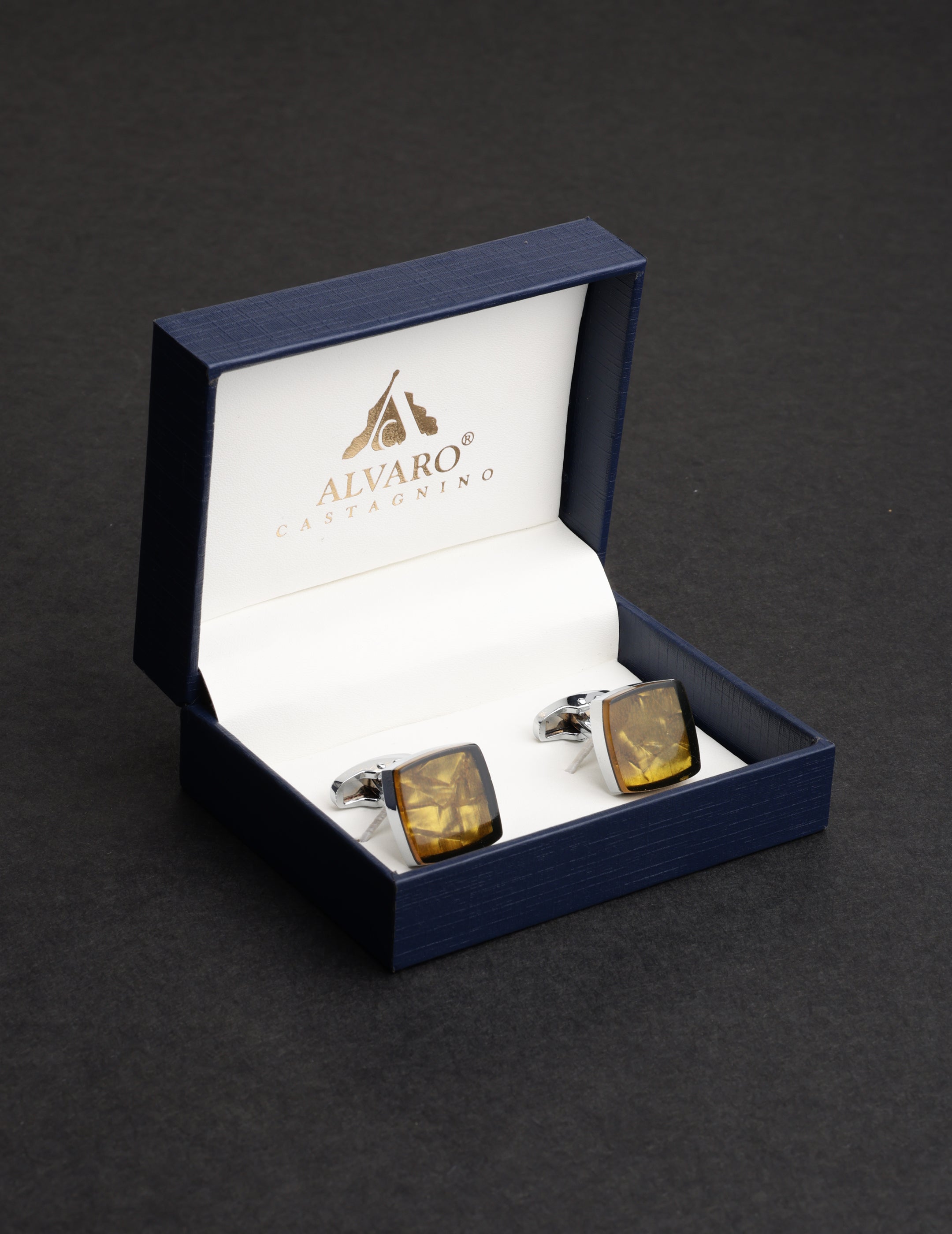 Golden Amber Square Cufflinks