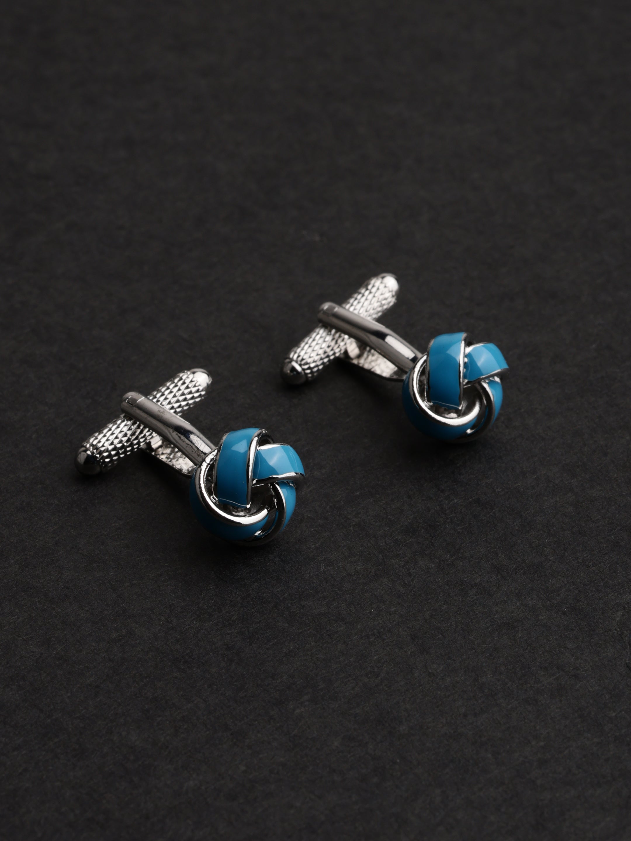 Azure Enamel Knot Cufflinks