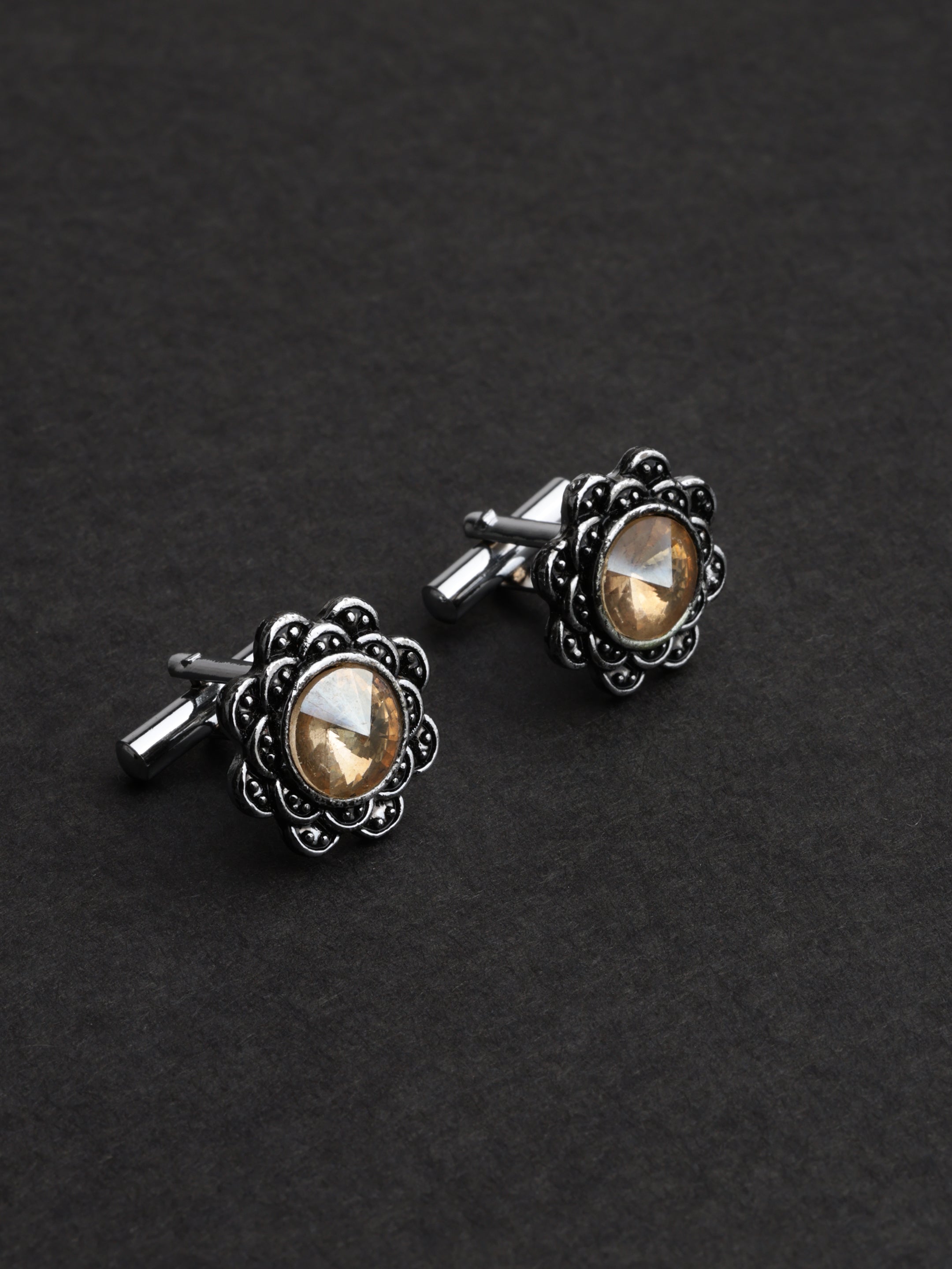 Antique Floral Crystal Cufflinks