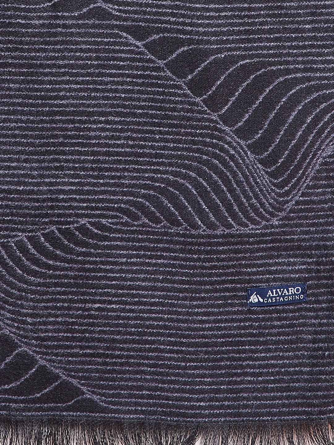 Alvaro Castagnino Men Black & Grey Patterned Mufflers