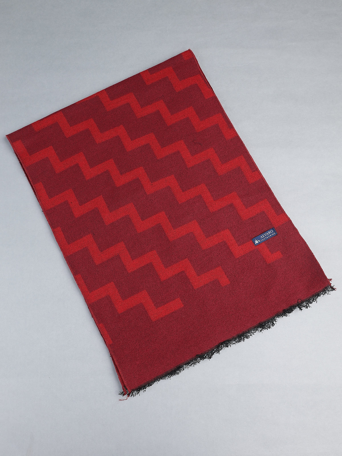 Crimson Red Geometric Chevron Zig-Zag Winter Muffler