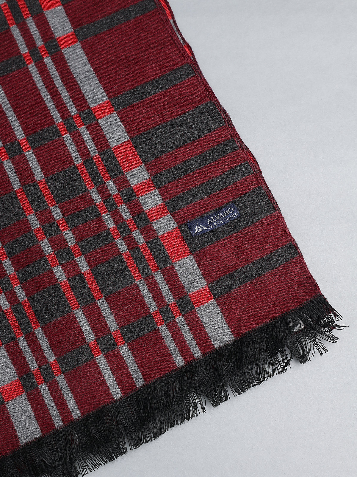 Crimson Red & Charcoal Tartan Plaid Winter Muffler