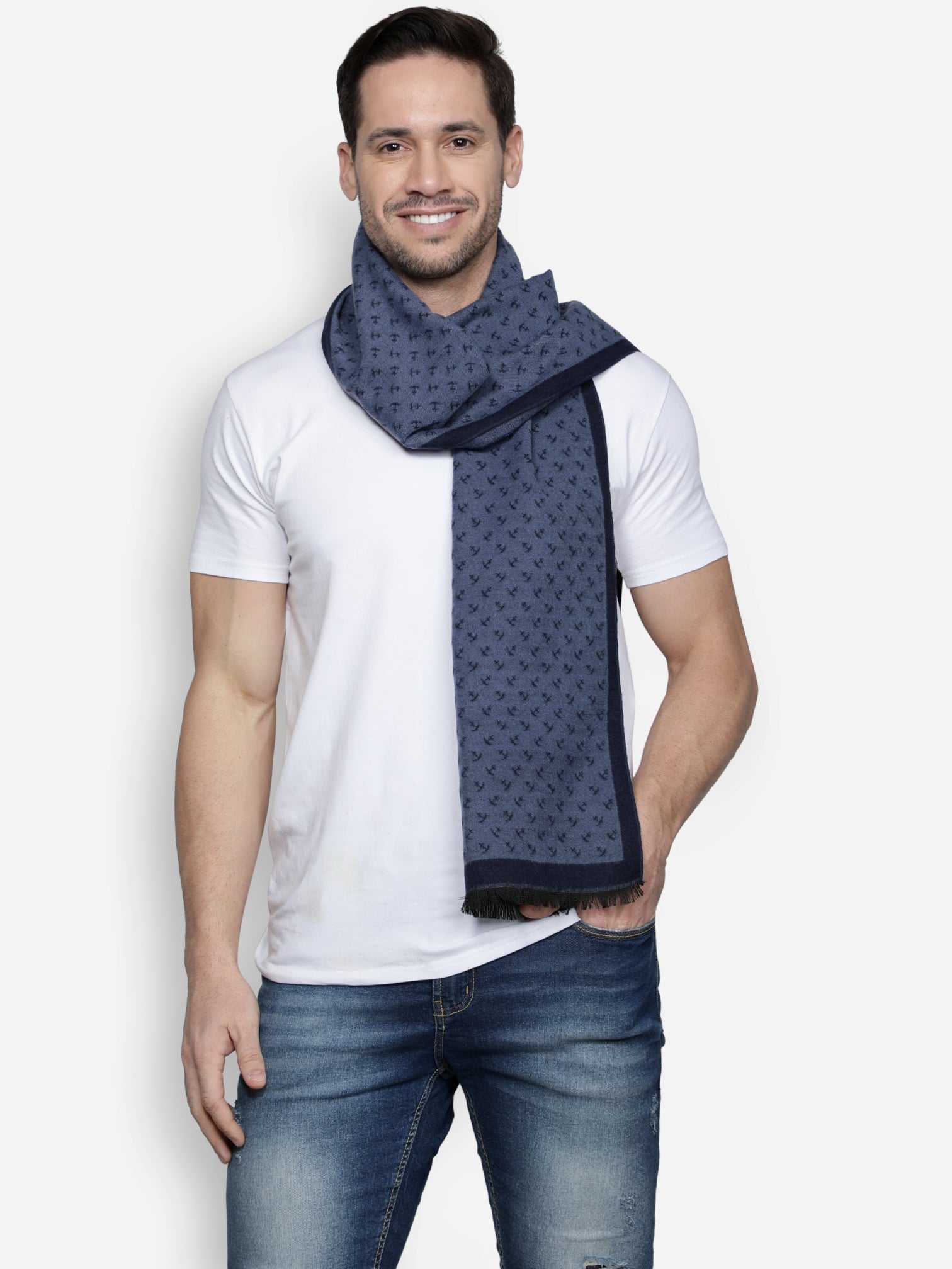 Alvaro Castagnino Men Blue Printed Muffler