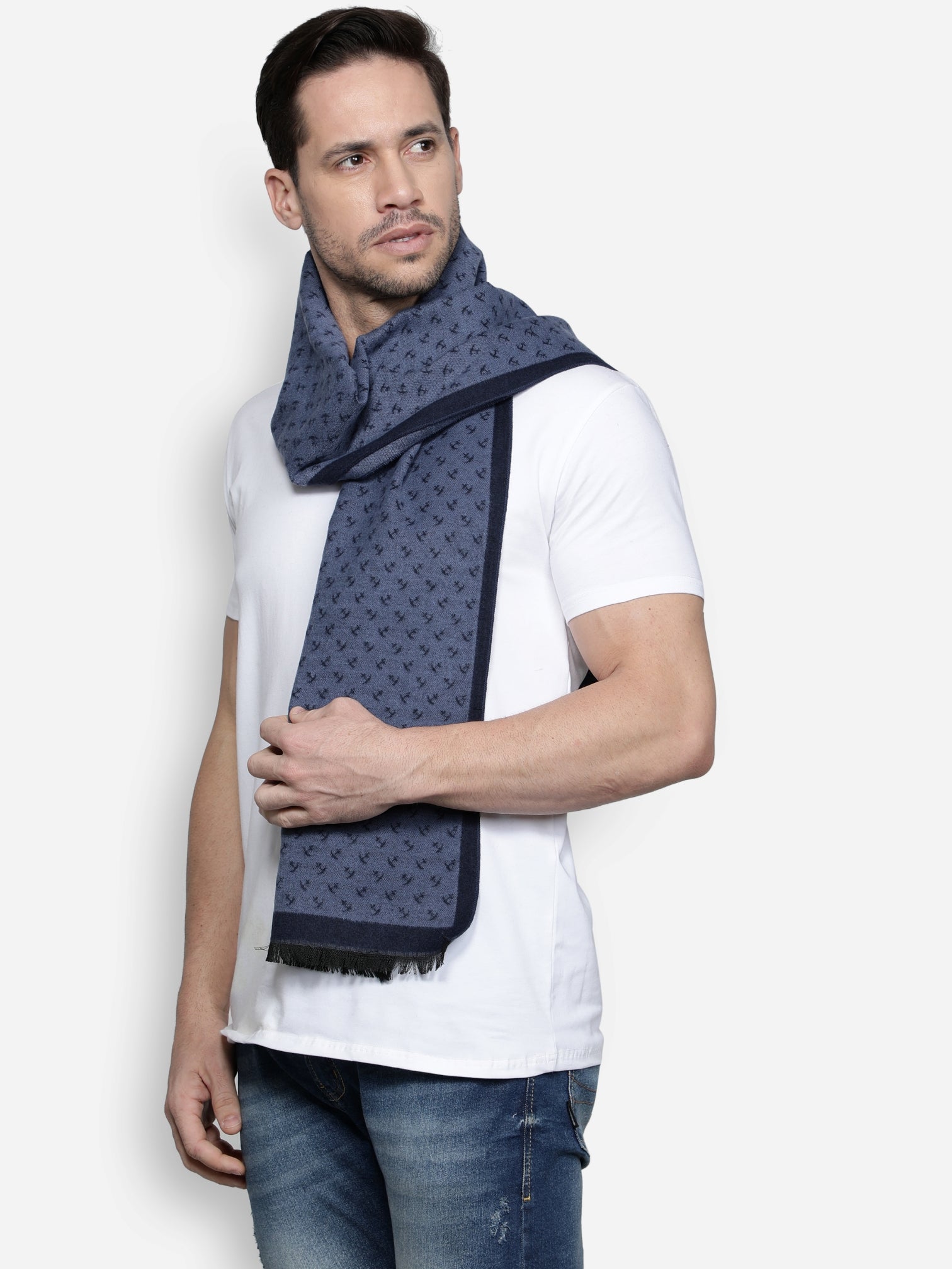 Alvaro Castagnino Men Blue Printed Muffler