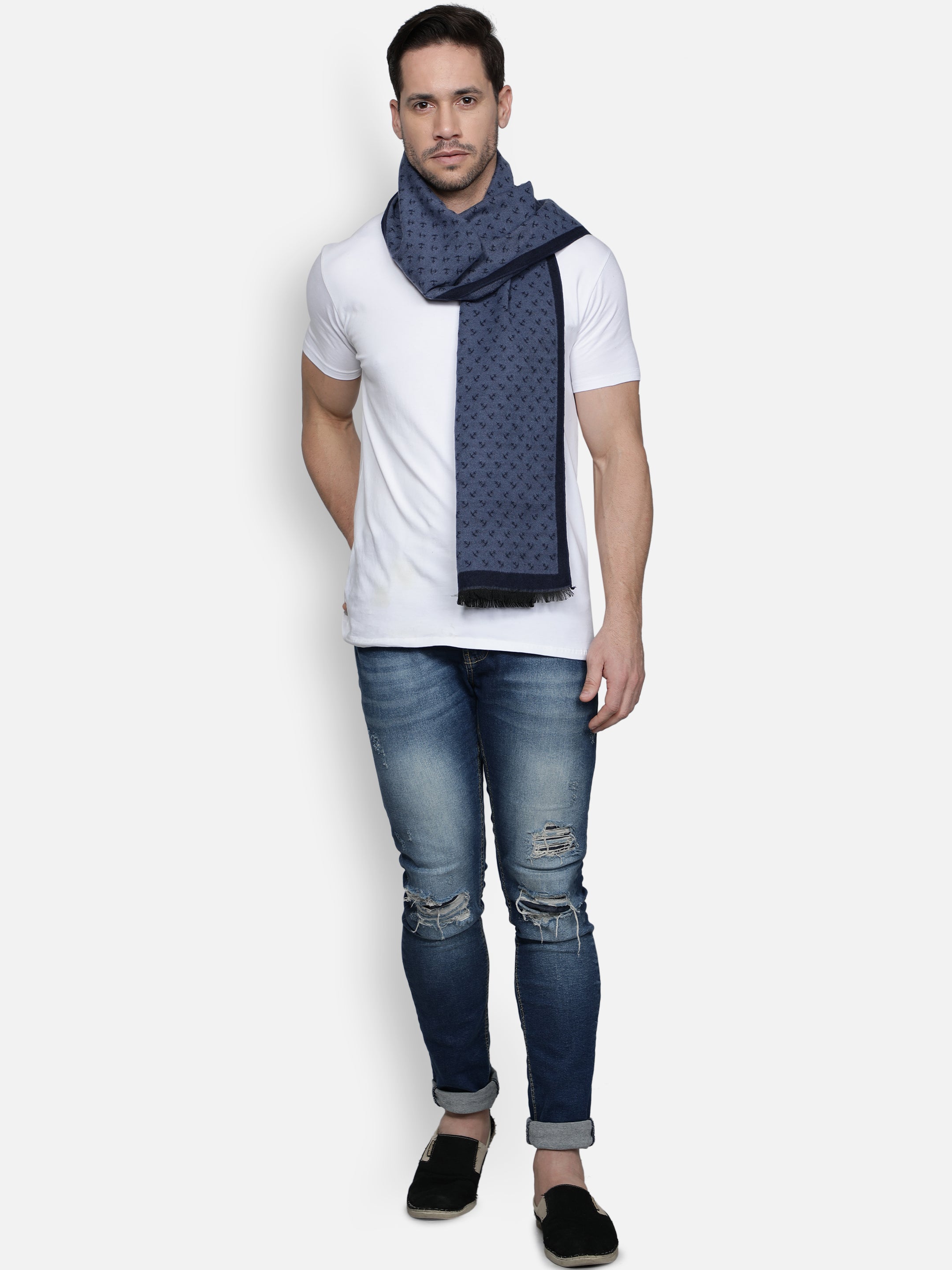 Alvaro Castagnino Men Blue Printed Muffler