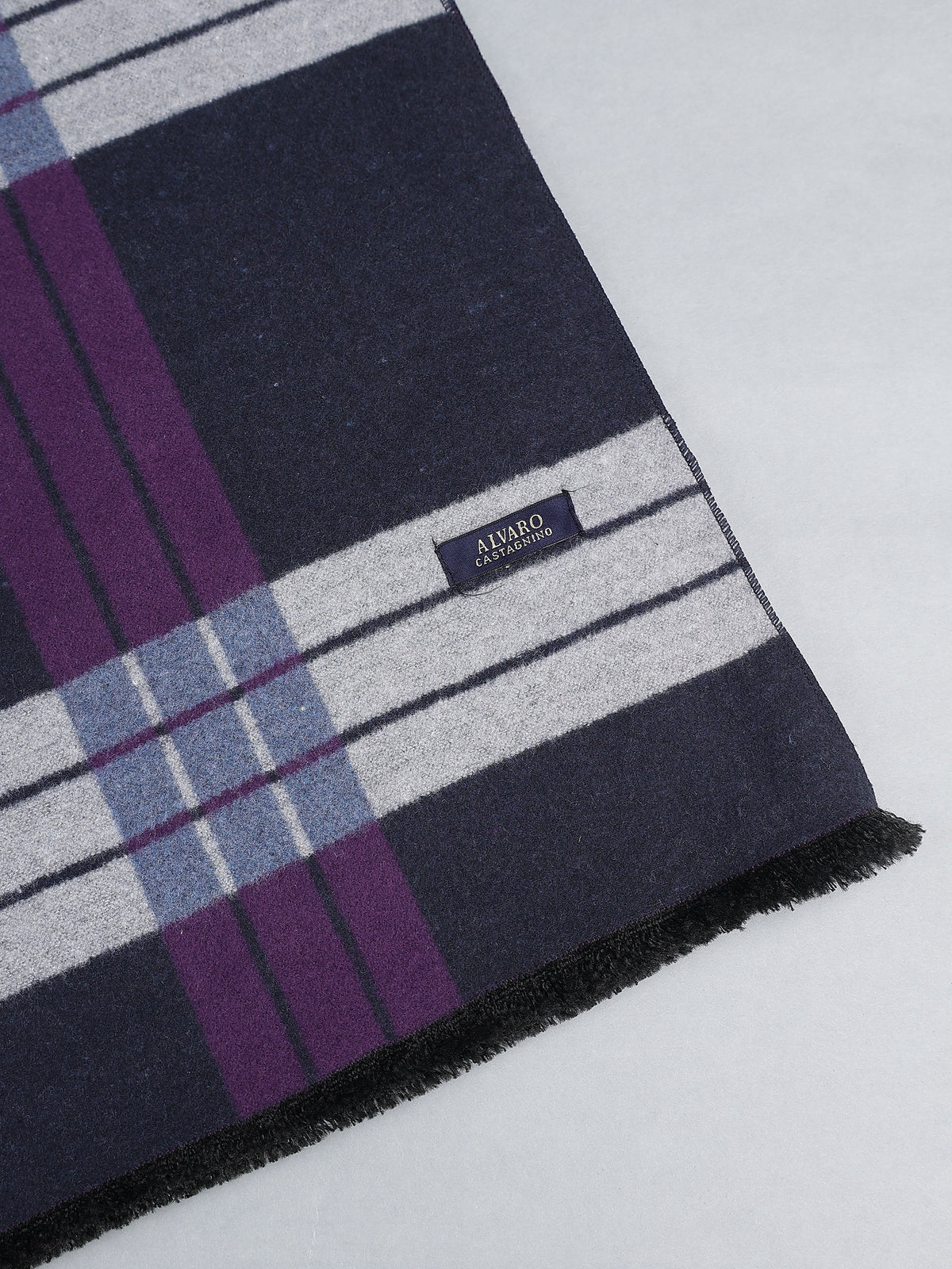 Deep Purple & Navy Windowpane Plaid Winter Muffler