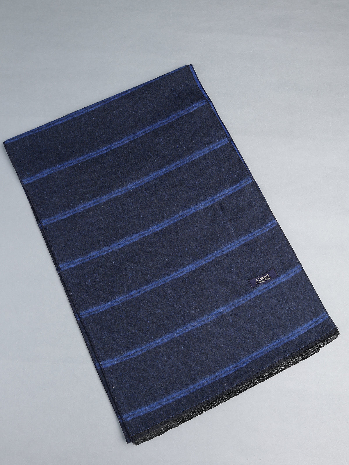 Navy Blue & Cobalt Horizontal Stripe Winter Muffler