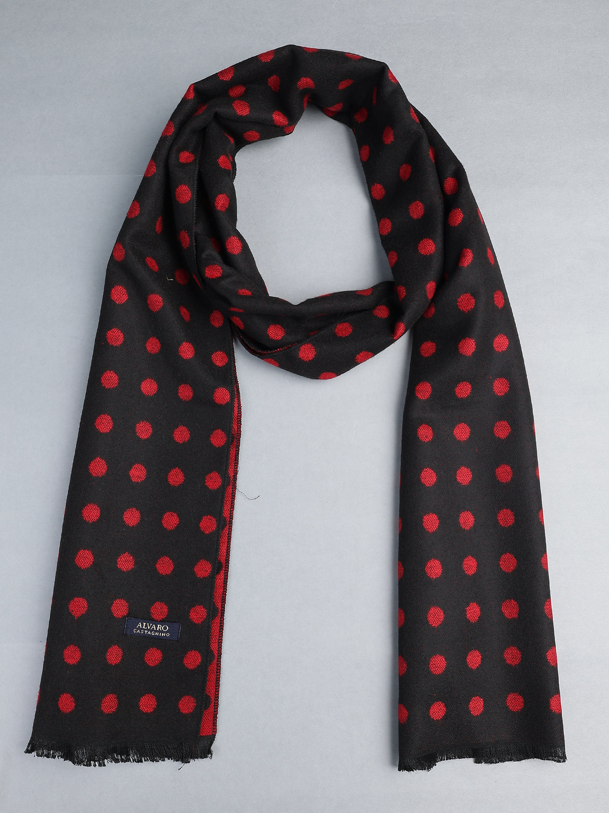 Black & Red Polka Dot Reversible Winter Muffler