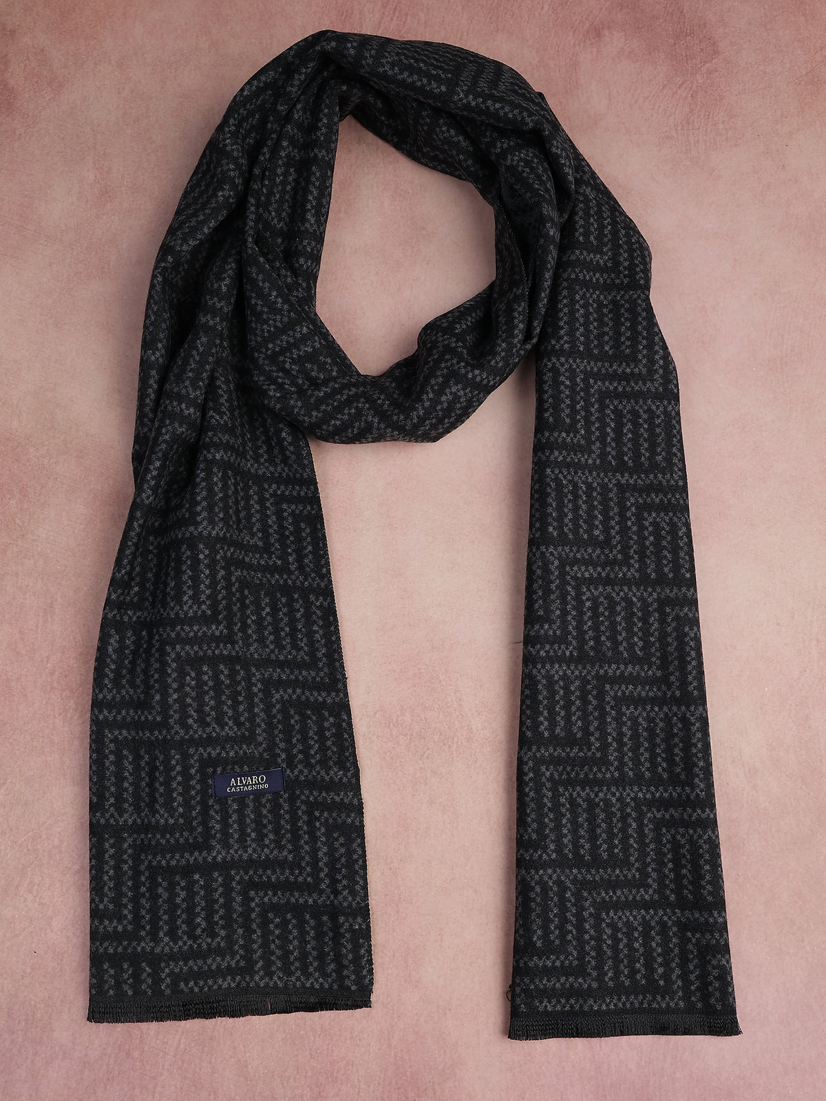 Charcoal & Black Geometric Geometric Maze Winter Muffler