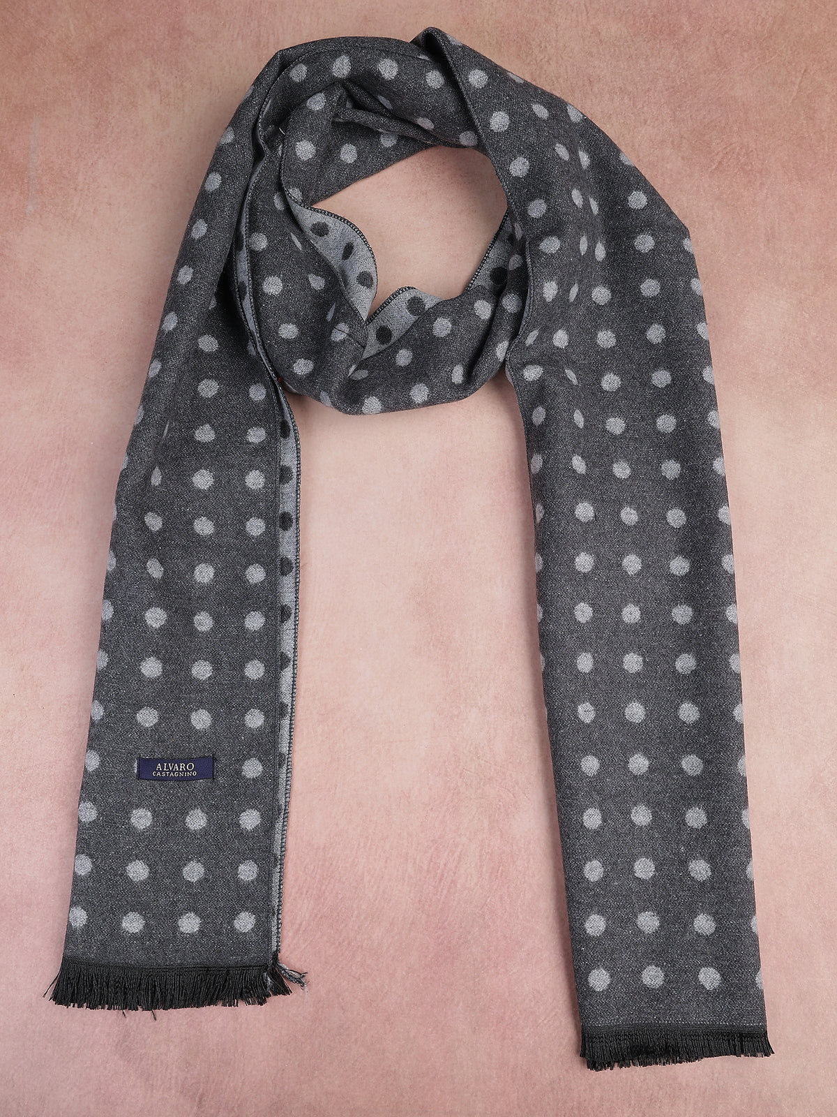 Charcoal Gray & Silver Polka Dot Winter Muffle
