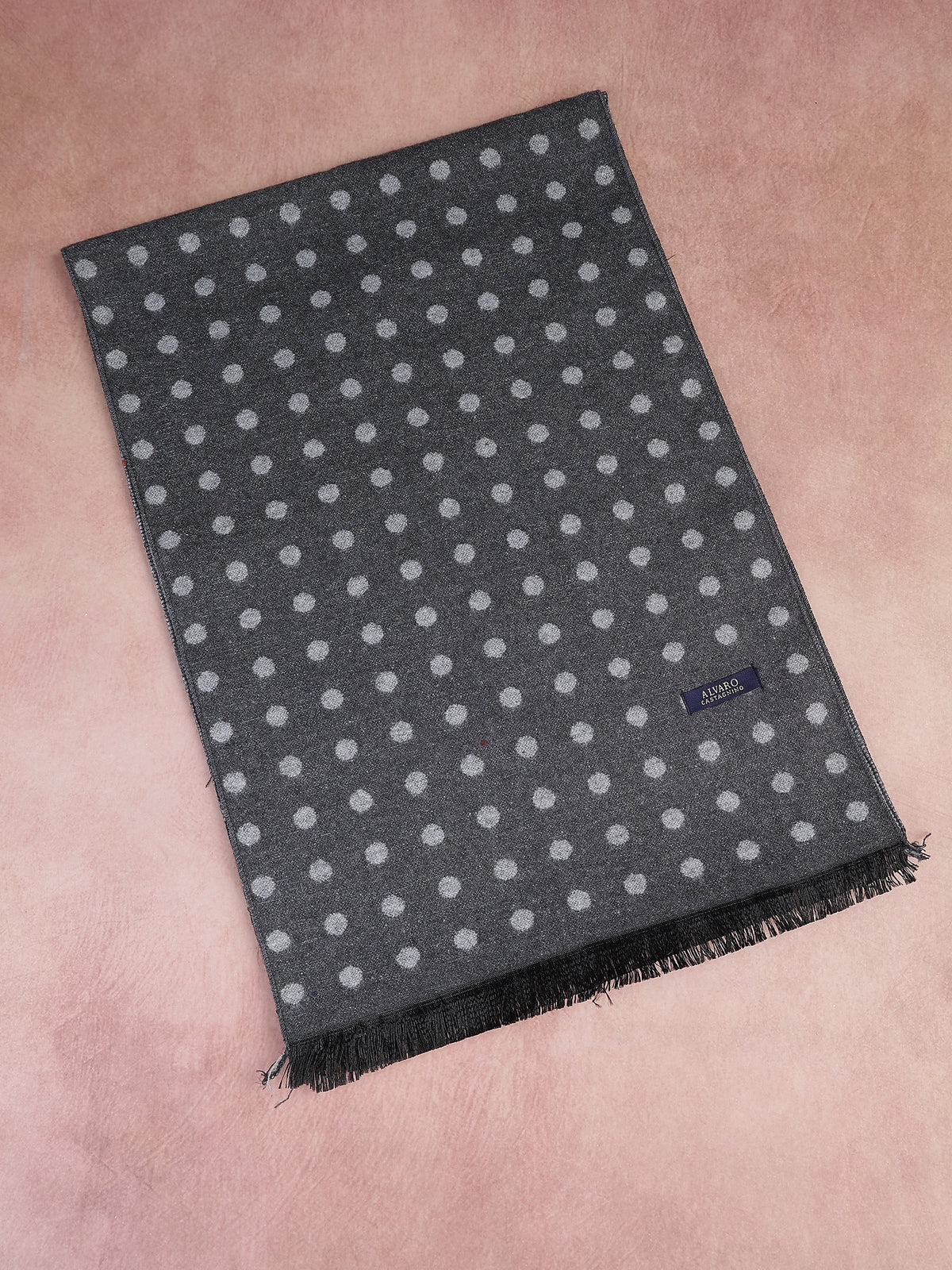 Charcoal Gray & Silver Polka Dot Winter Muffle