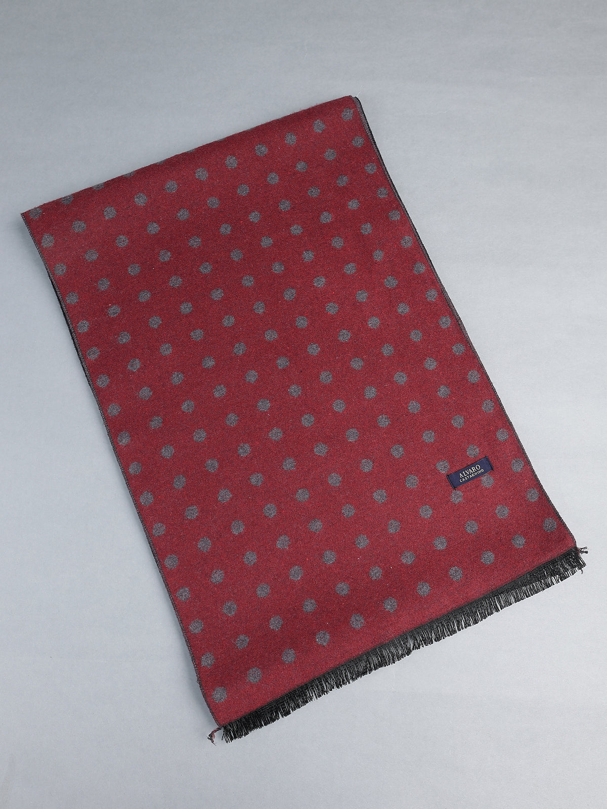 Crimson Red & Charcoal Polka Dot Winter Muffler