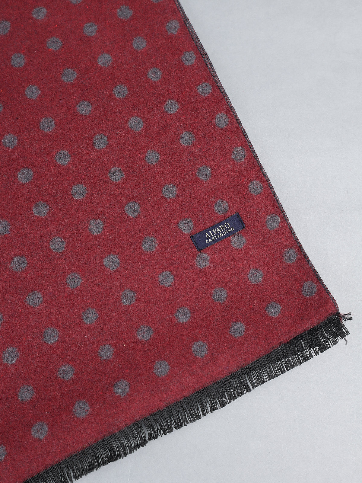 Crimson Red & Charcoal Polka Dot Winter Muffler