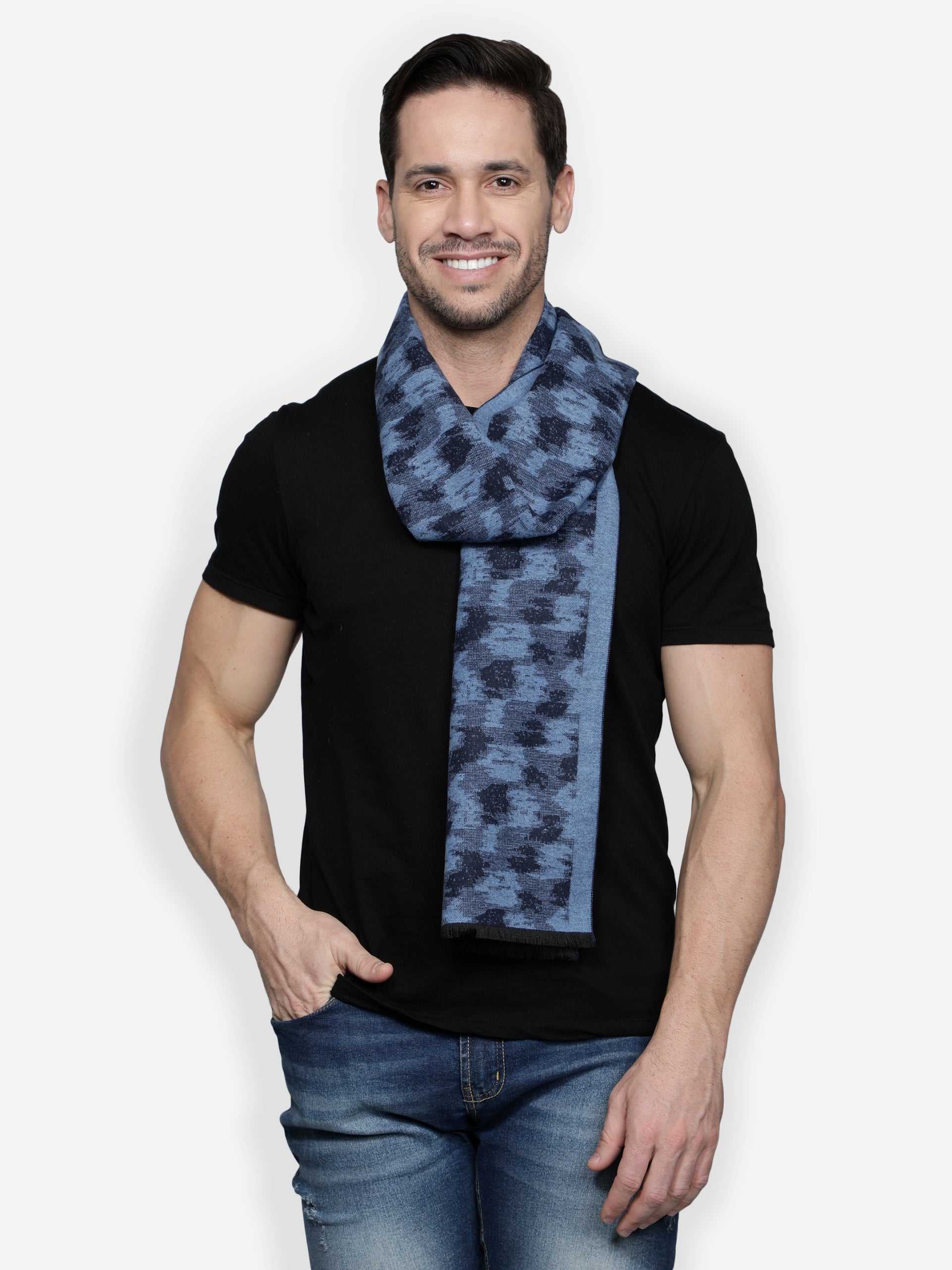 Alvaro Castagnino Men Blue Printed Muffler