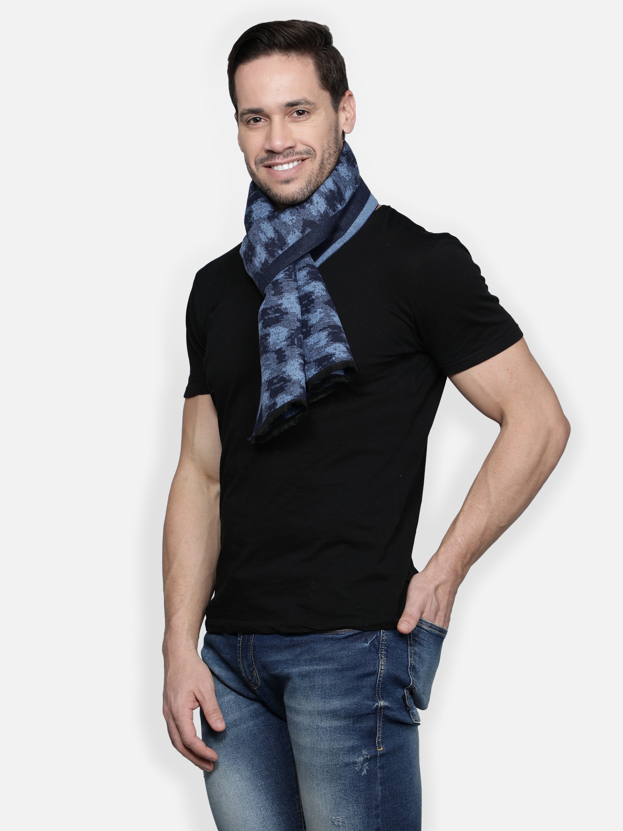Alvaro Castagnino Men Blue Printed Muffler