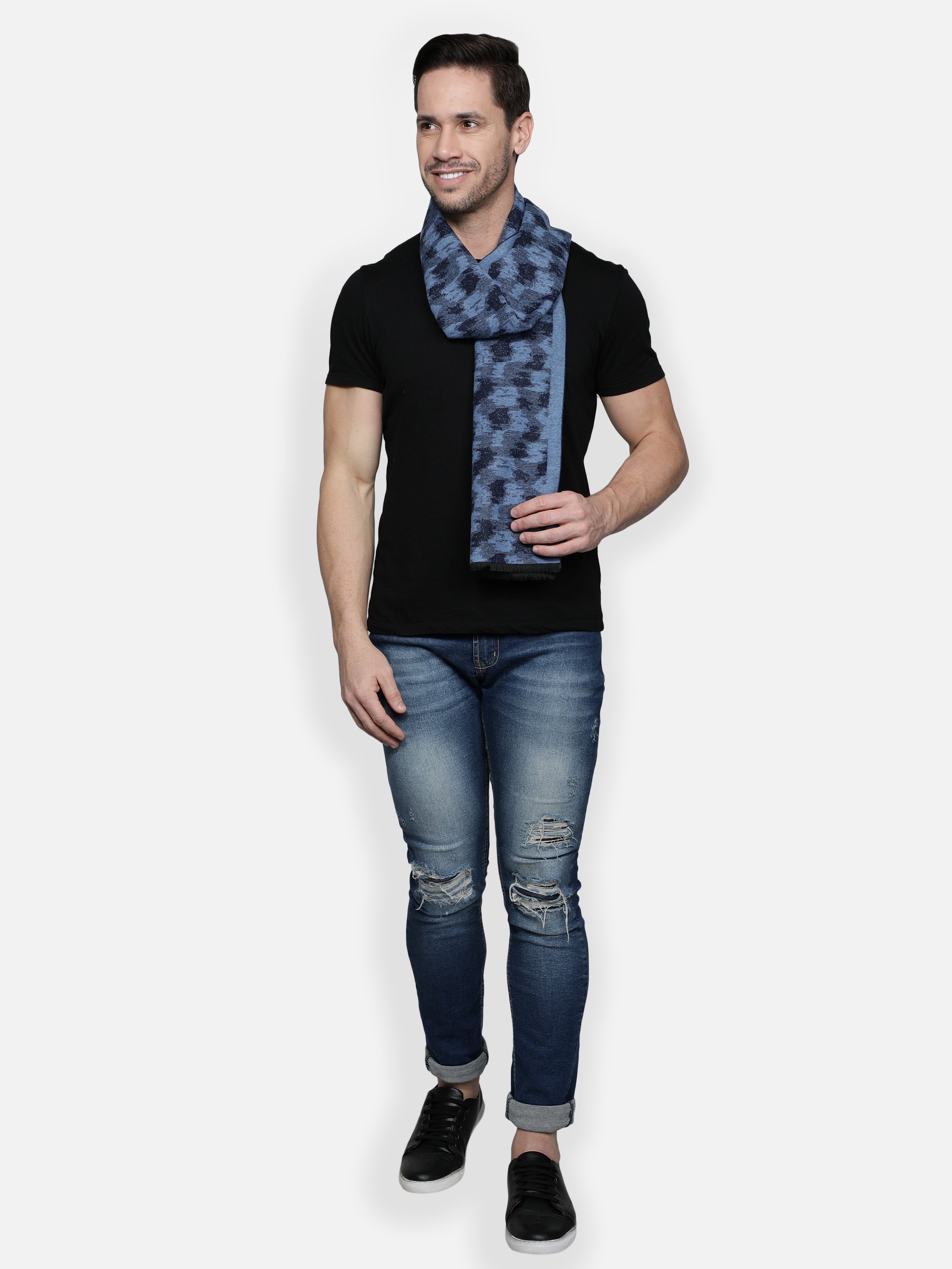 Alvaro Castagnino Men Blue Printed Muffler