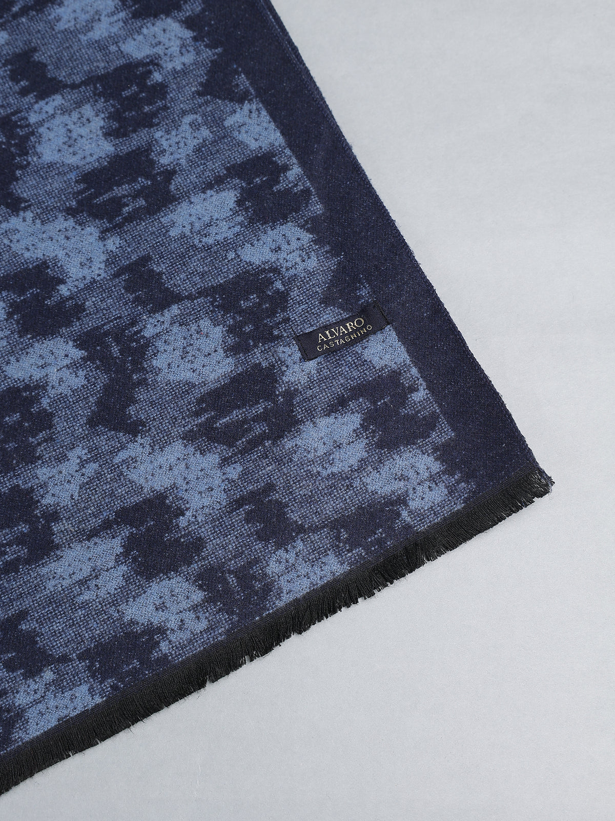 Navy Blue & Slate Jacquard Abstract Winter Muffler