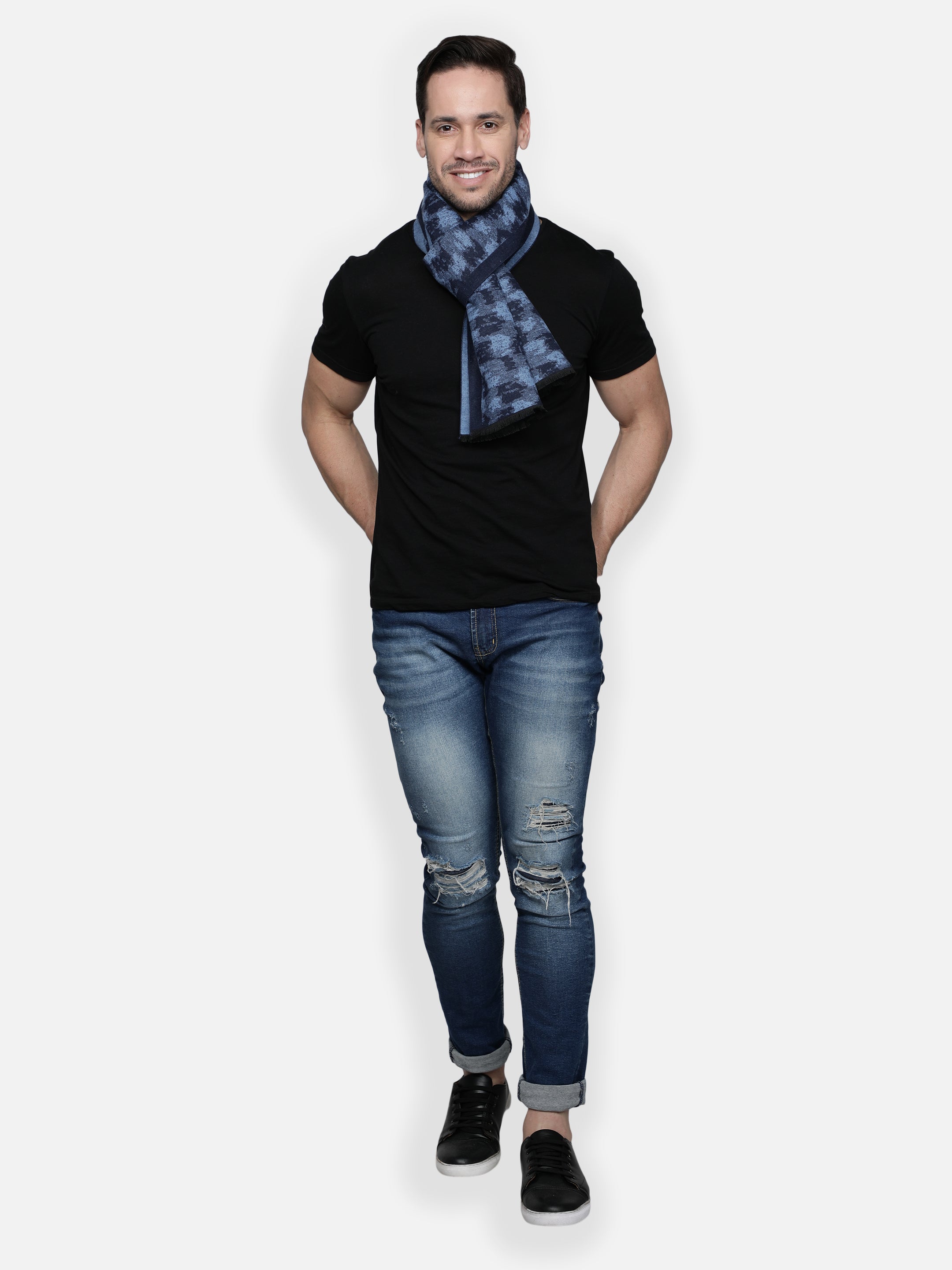 Alvaro Castagnino Men Blue Printed Muffler