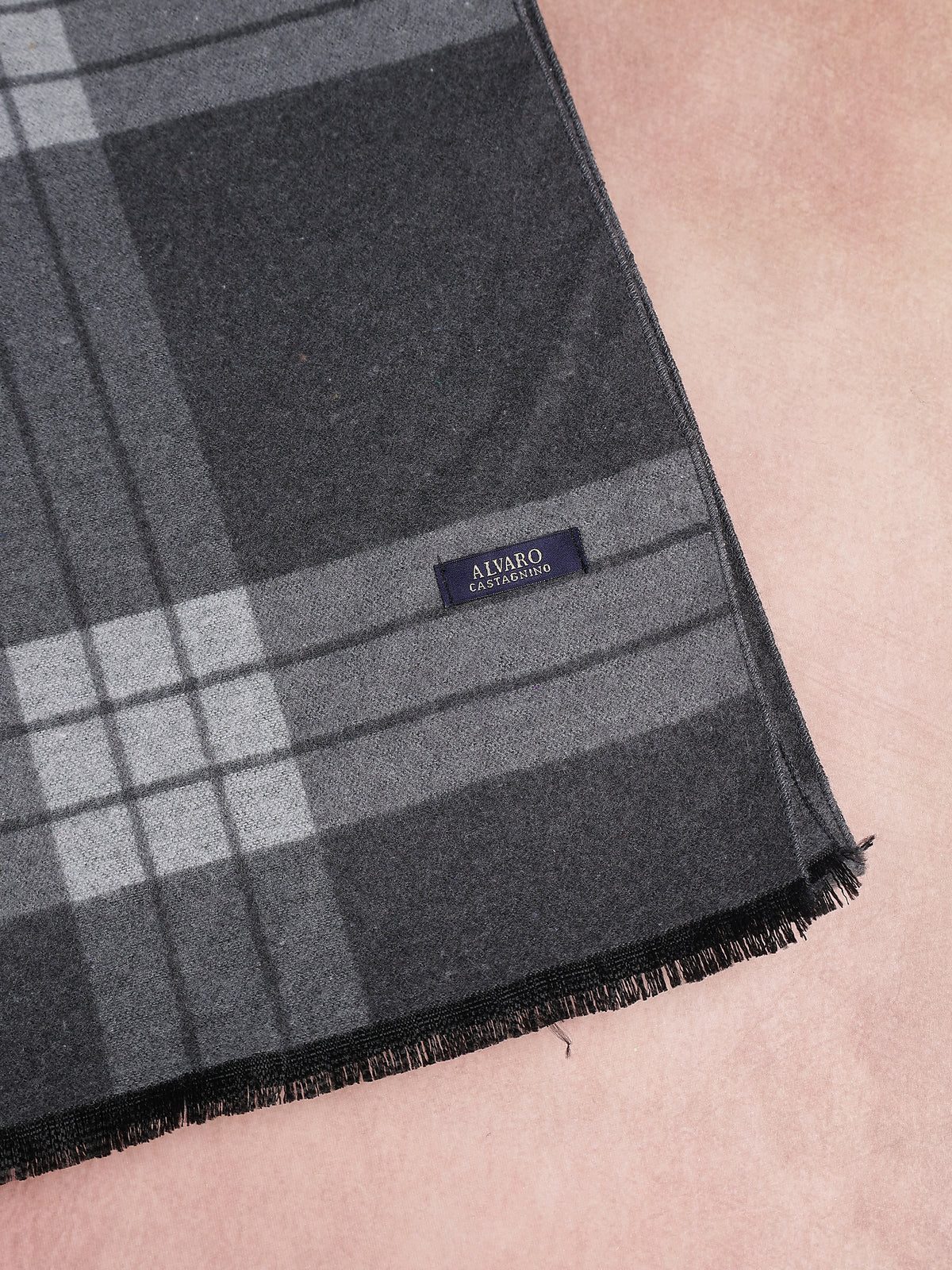 Charcoal & Silver Windowpane Plaid Winter Muffler