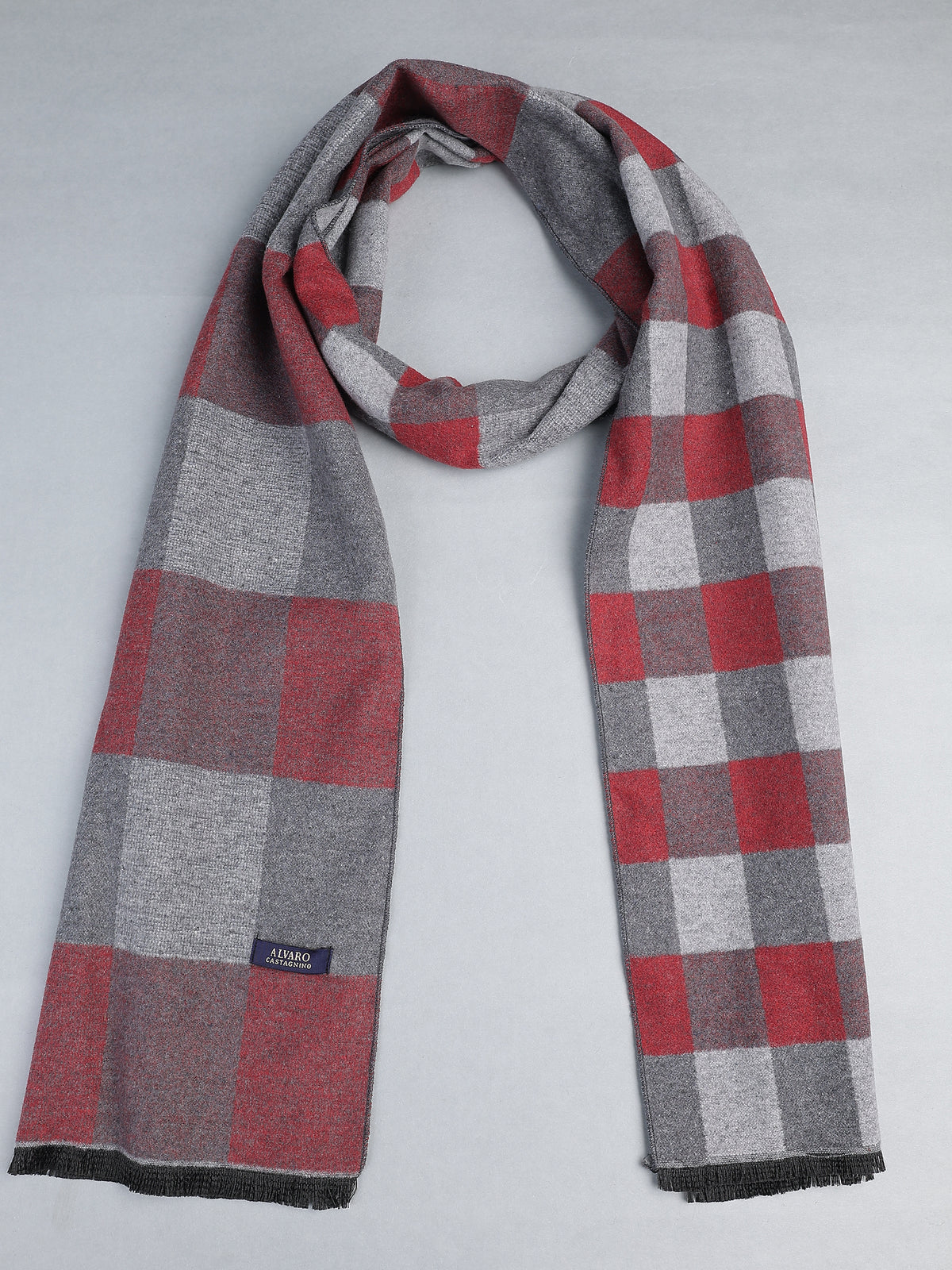 Crimson, Gray & Charcoal Buffalo Plaid Winter Muffler
