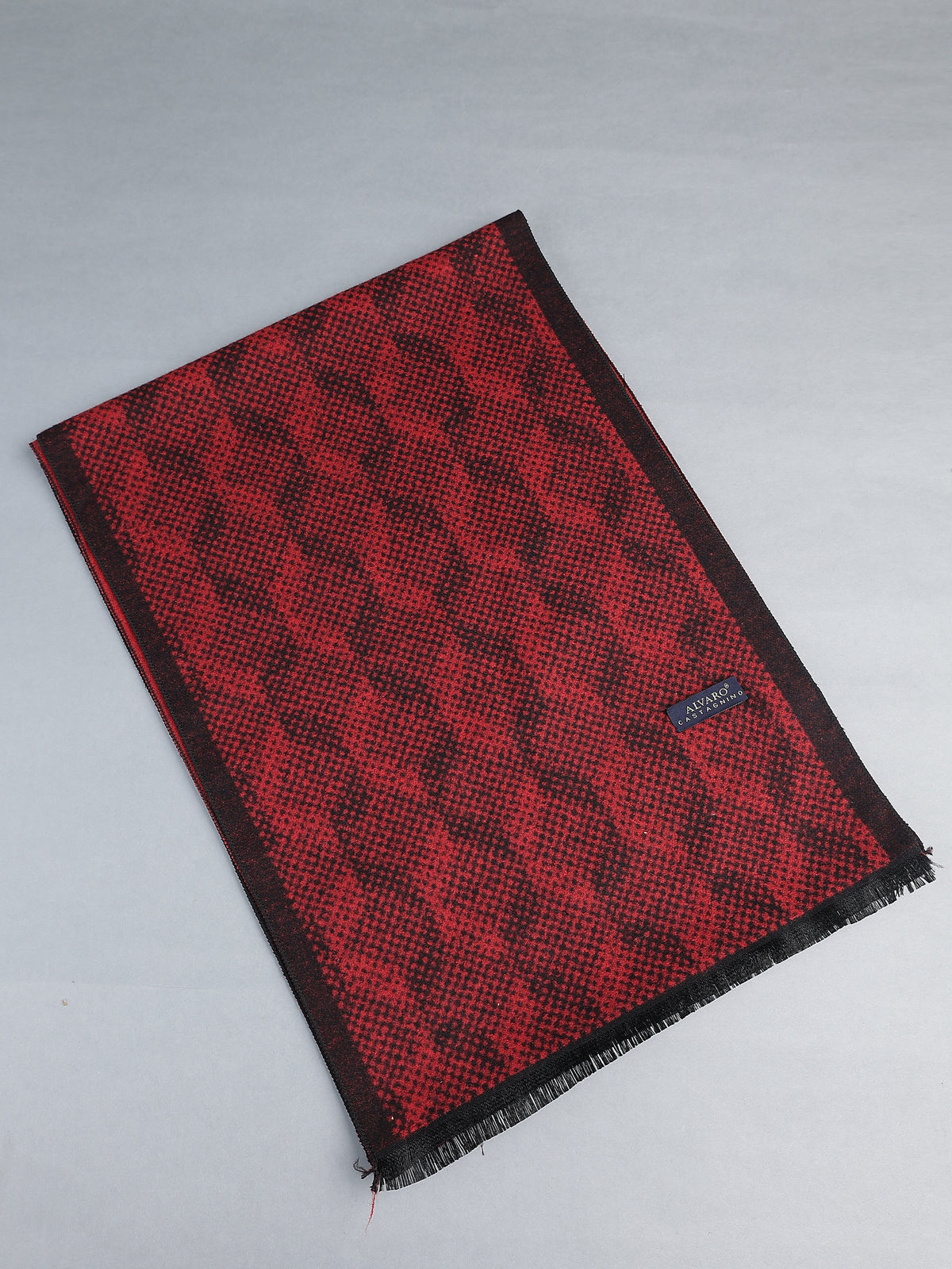 Crimson Red & Burgundy Geometric Lattice Winter Muffler