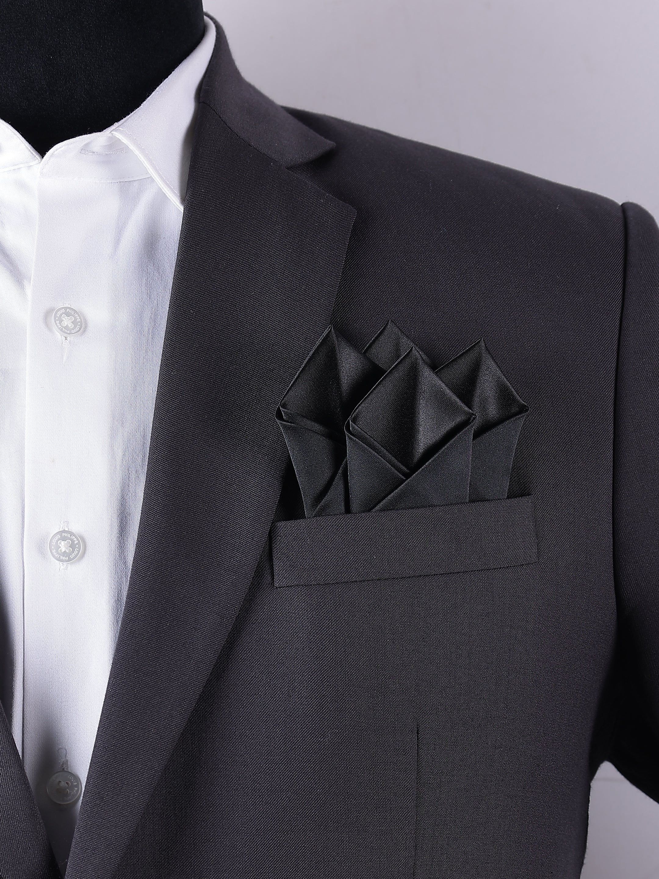 Black Geometric Pre-Folded Pocket Square