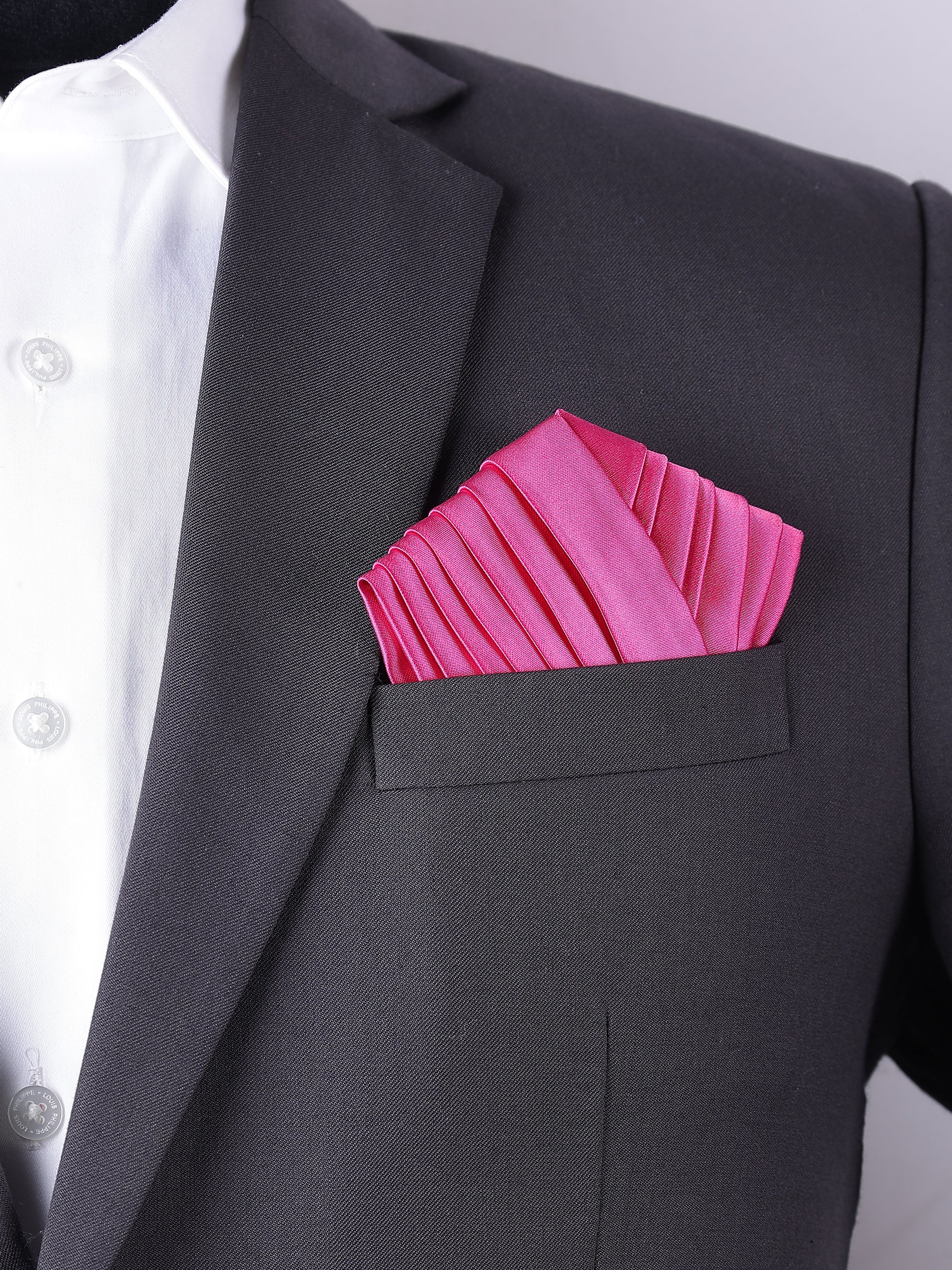 Pink Pleated Pre-Folded Pocket Square