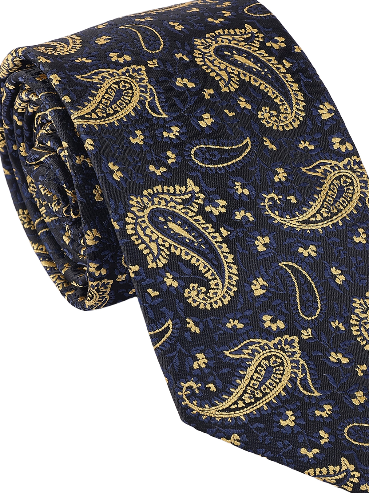 Navy Blue and Gold Paisley Necktie