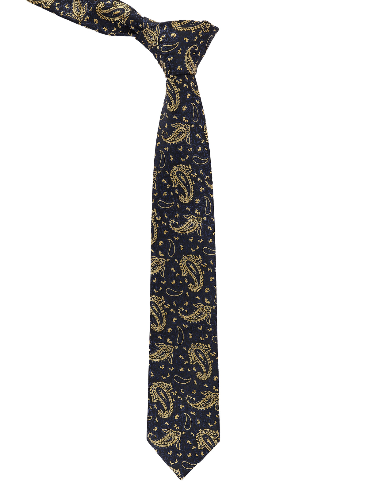 Navy Blue and Gold Paisley Necktie