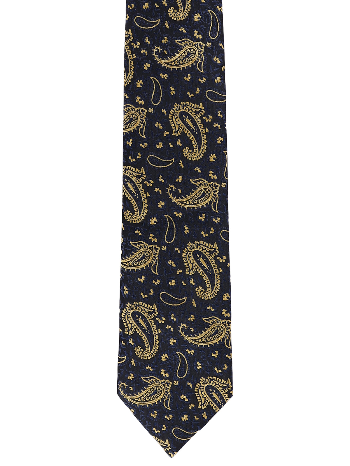 Navy Blue and Gold Paisley Necktie